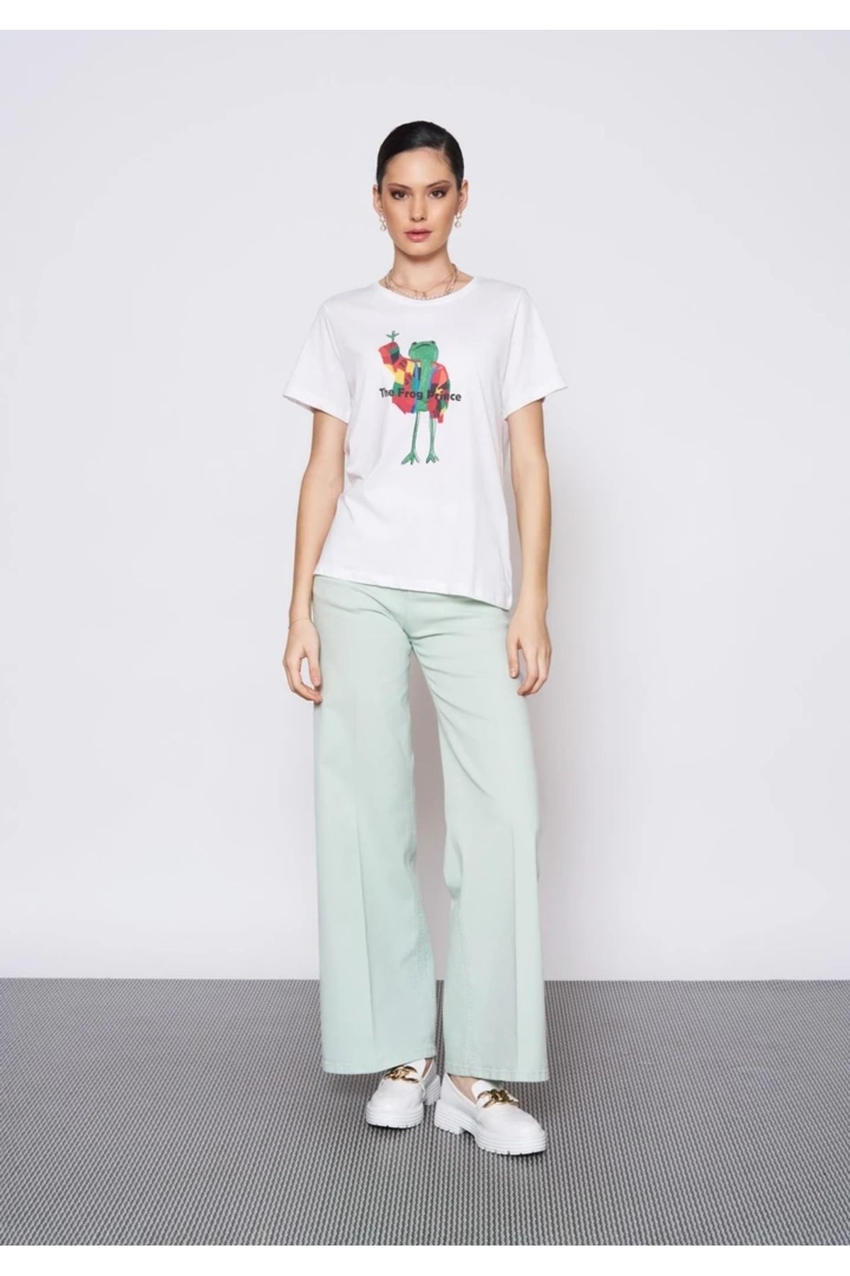EUROFASHION Baskılı Beyaz T-Shirt