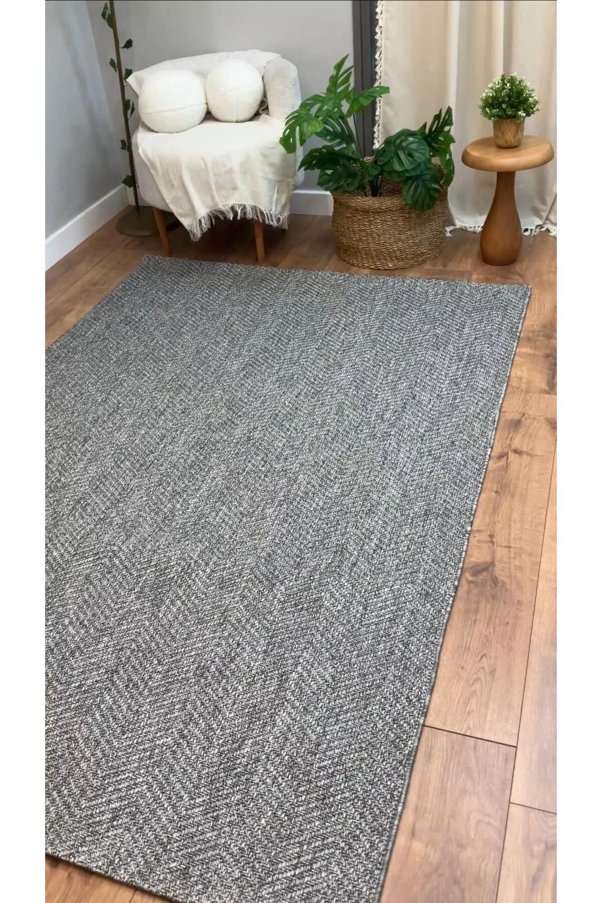 Piala Home Gri Balık Sırtı Desenli Sisal Halı