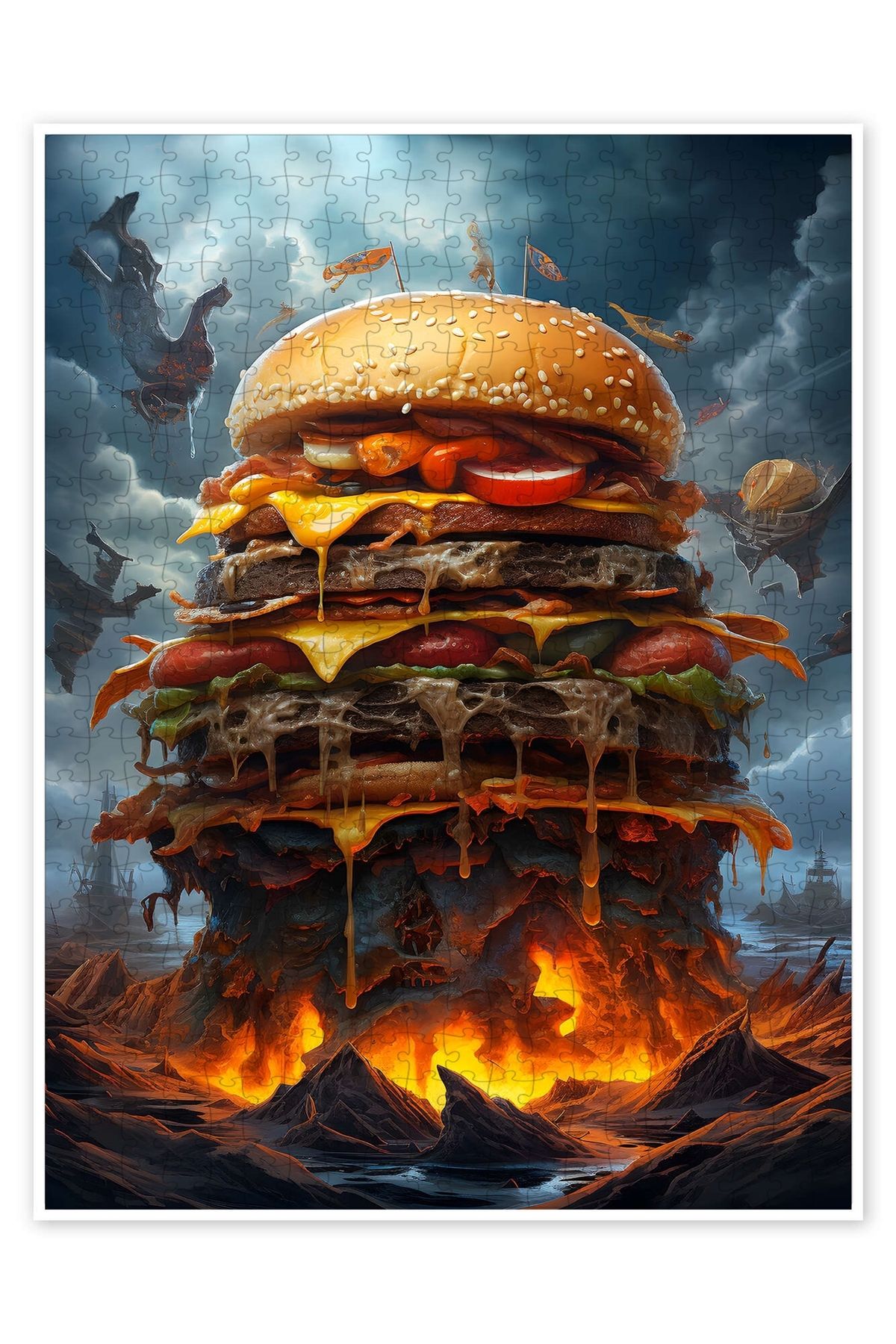 Jeronkarji Hamburger Kulesi II 500 Parça Puzzle Yapboz Mutfak Temalı Yetişkinler için
