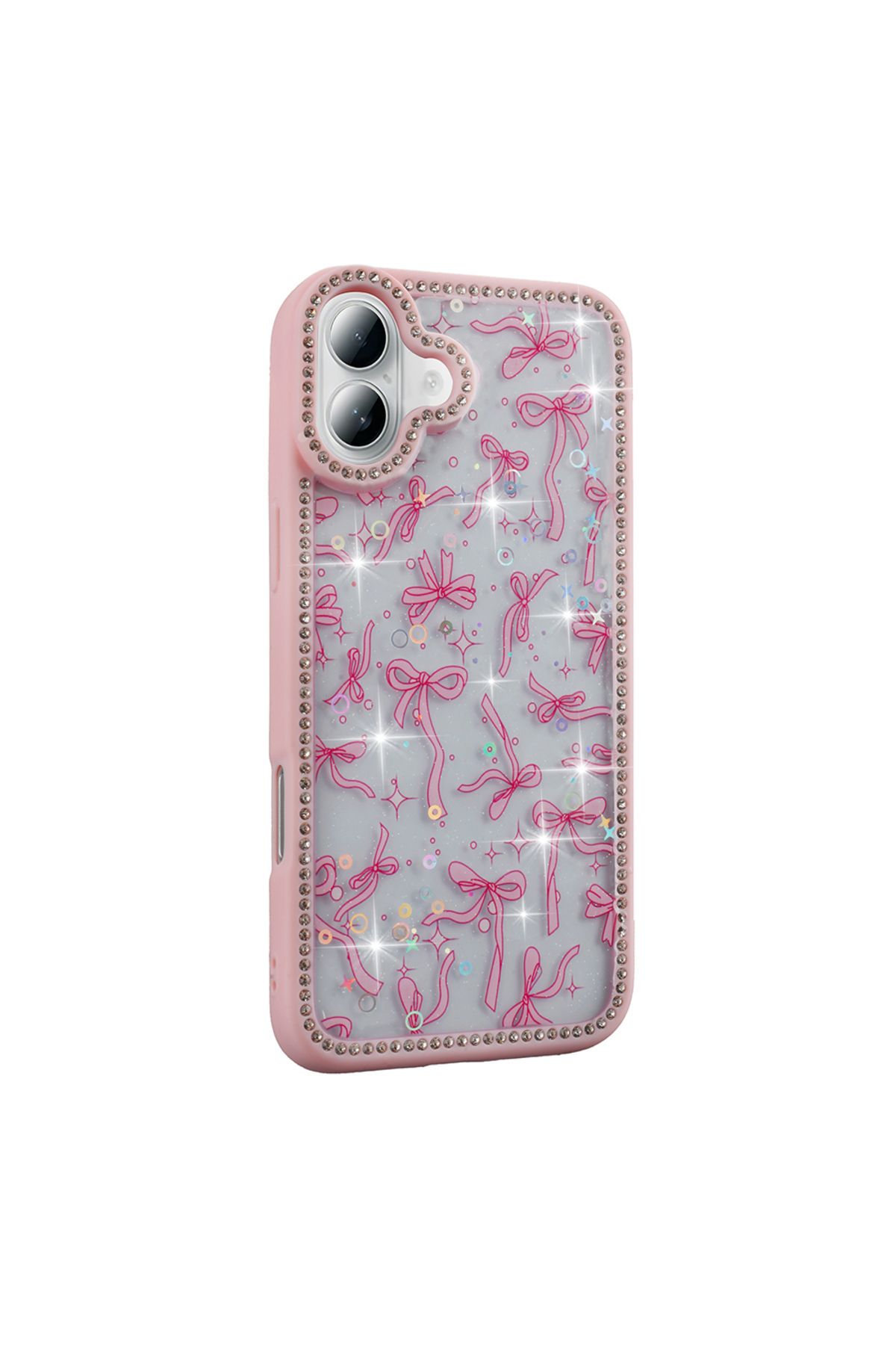KılıfShop İphone 16 Plus Kılıf Azra Taşlı Simli