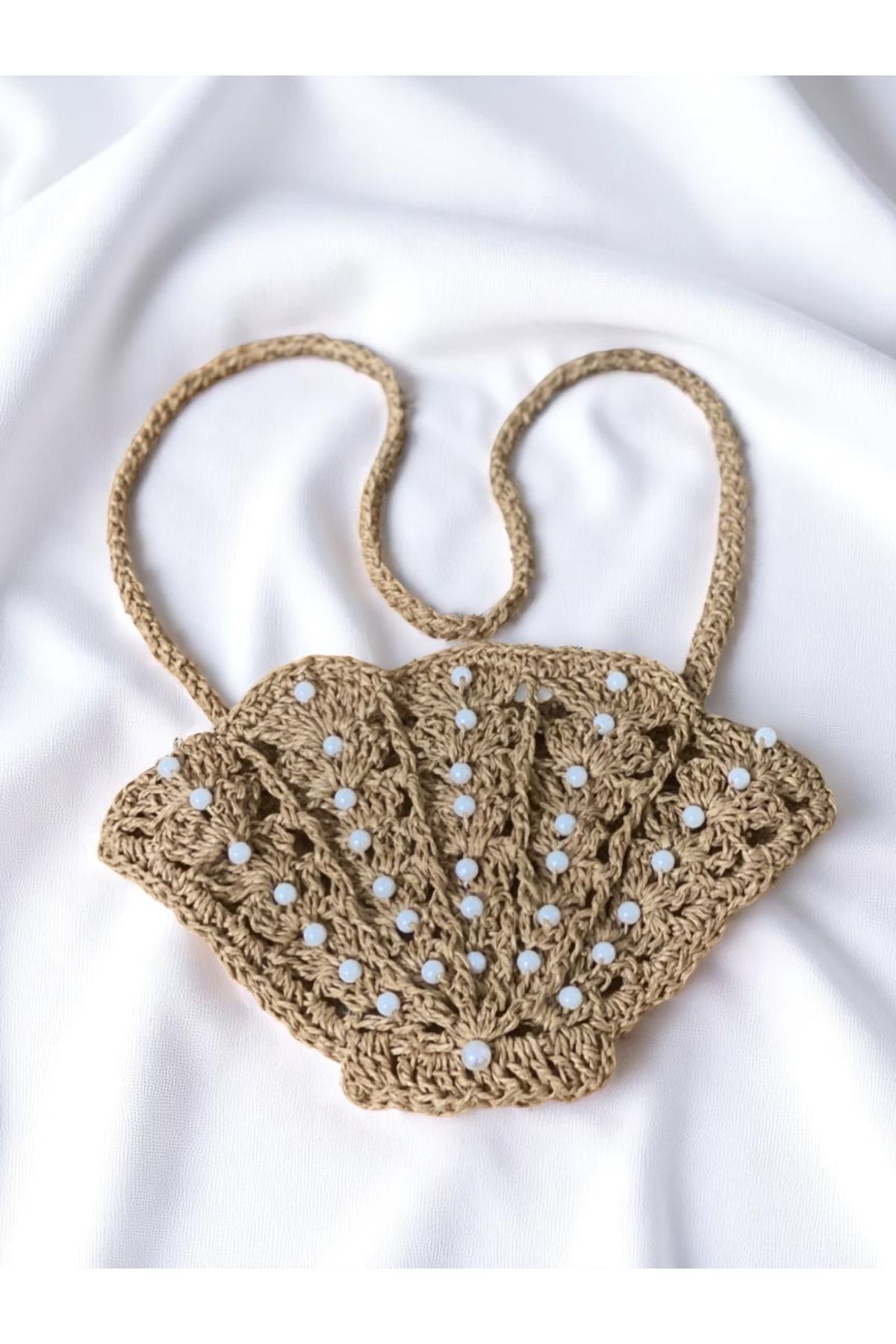ZAHandmade Yazlık incili hasır çanta