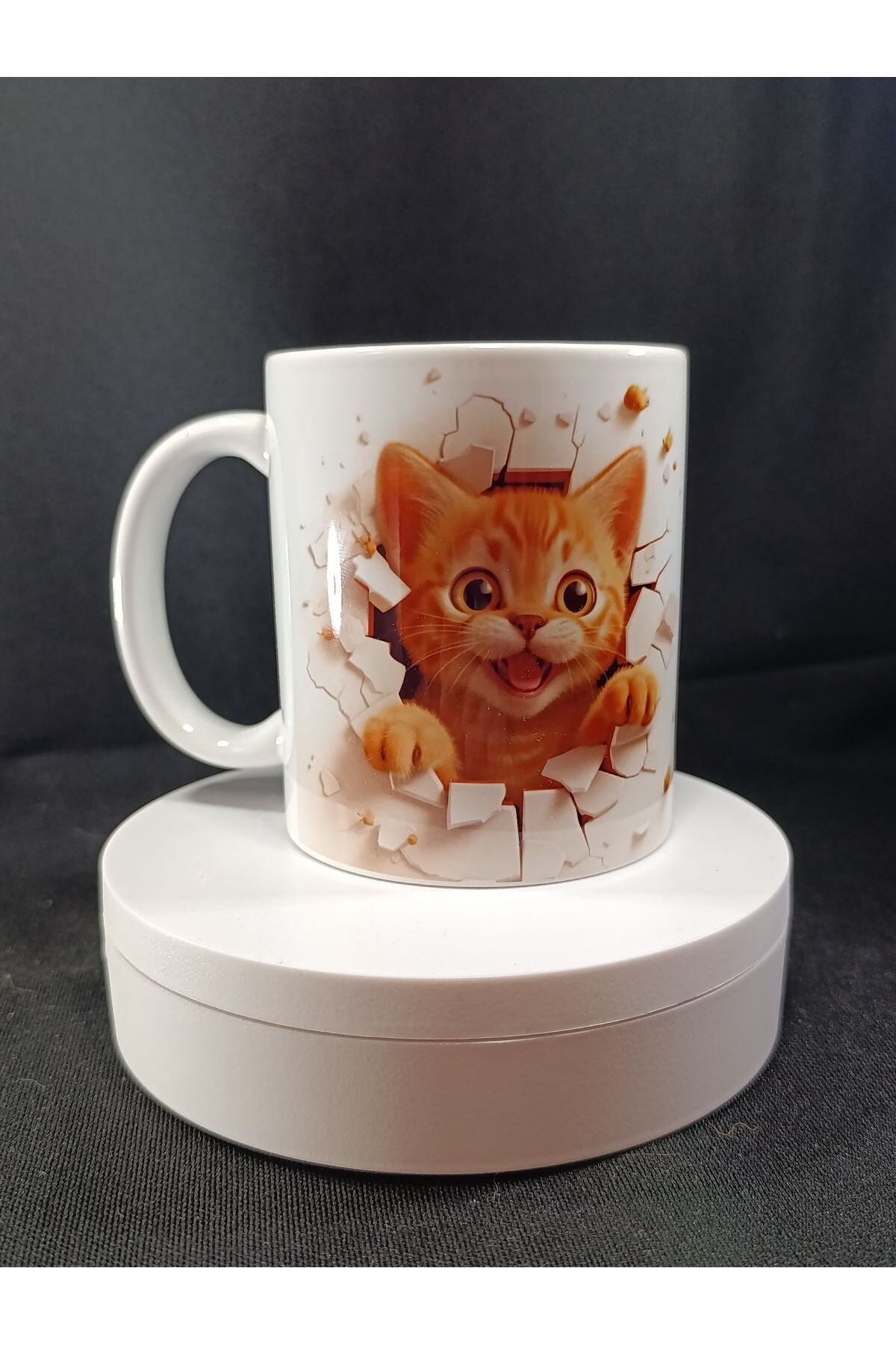 Rüyam Dizayn Yaramaz Kedi Porselen Kupa Bardak