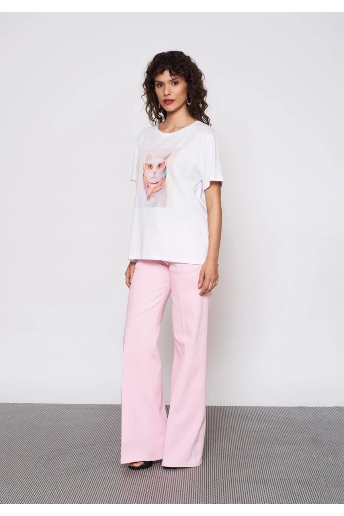 EUROFASHION Baskılı Beyaz T-Shirt