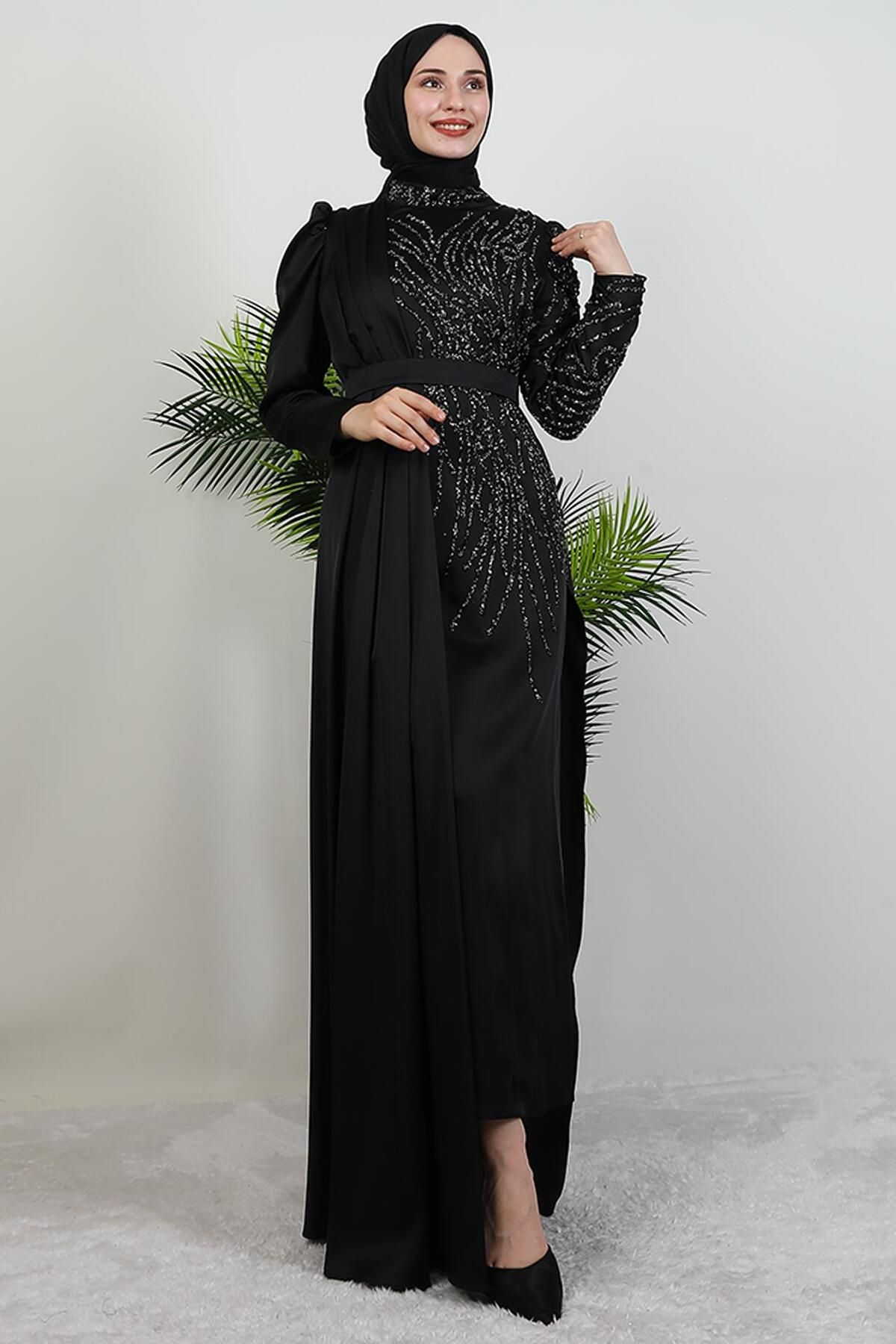 giz astore Royal Saten Abiye Siyah