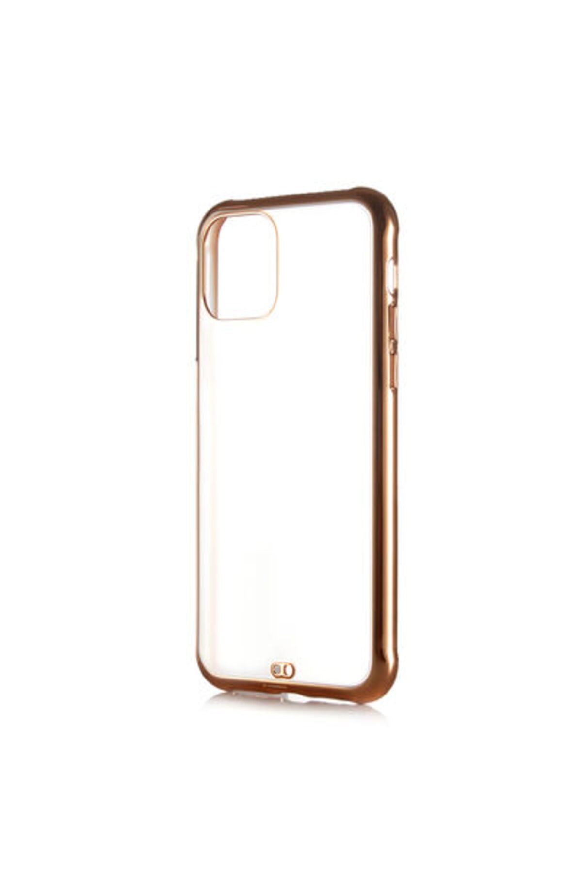 Paladyum Case iPhone 12 Ve 12 Pro Uyumlu Şeffaf Buzlu Gold Detaylı Altın Kapak Kılıf