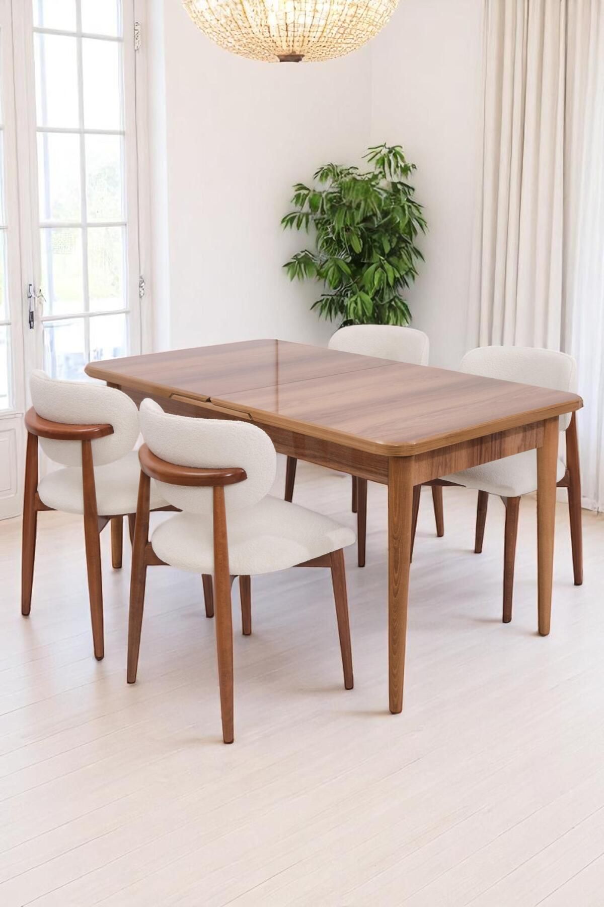 Erezogulları Mobilya Duru Norte Mdf Lak Panel Açılır Yemek Masa Takımı 90x160