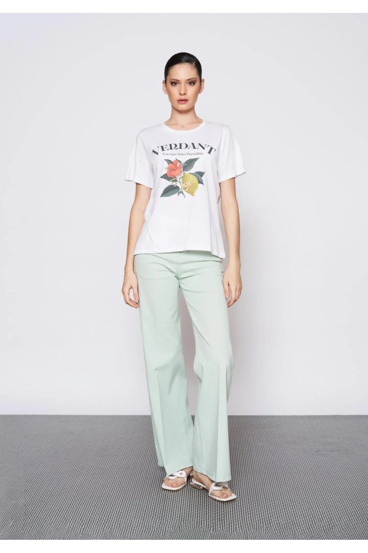 EUROFASHION Baskılı Beyaz T-Shirt