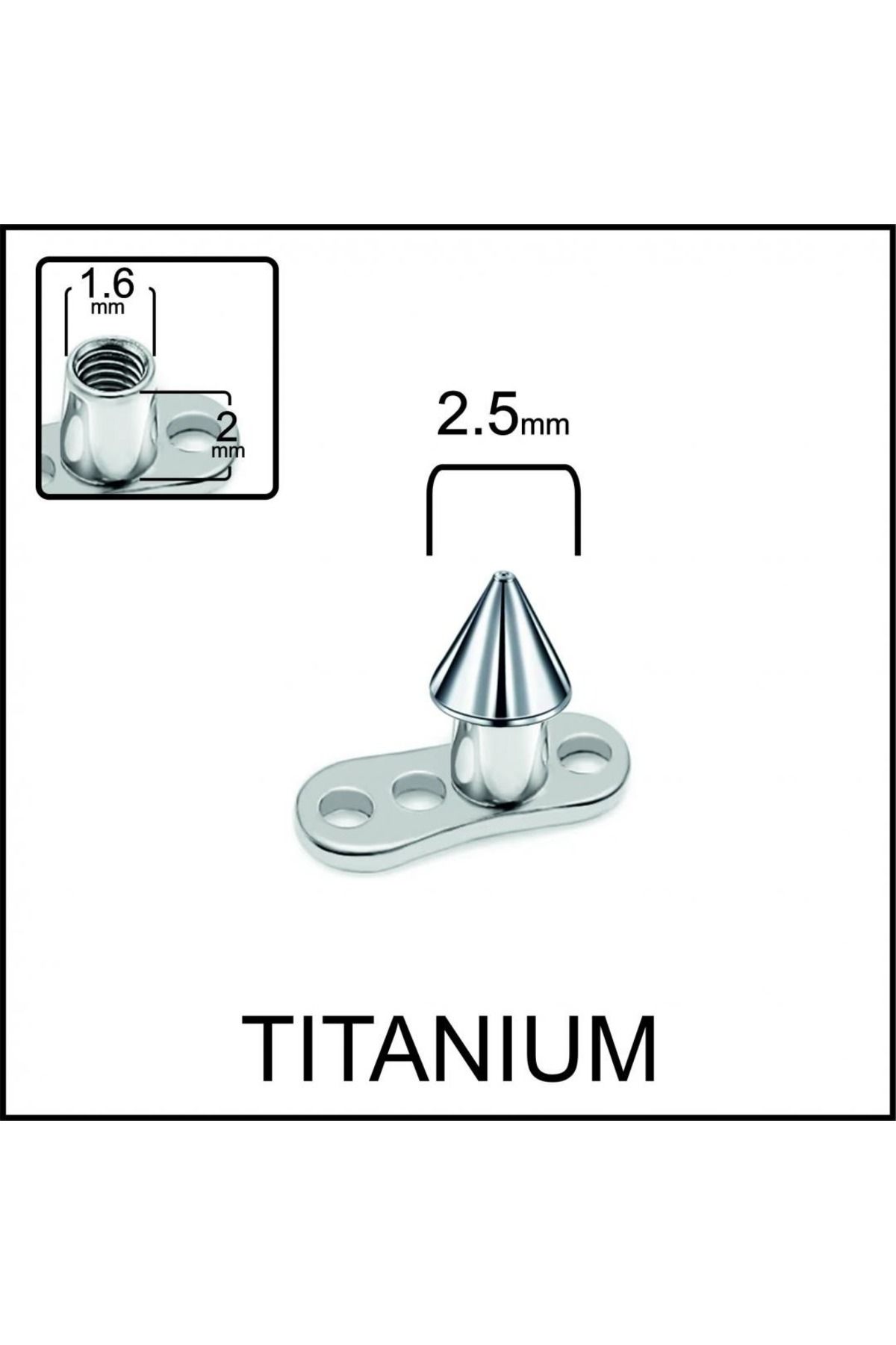 İmgeTattoo Spayk 2,5mm Titanyum Dermal Piercing