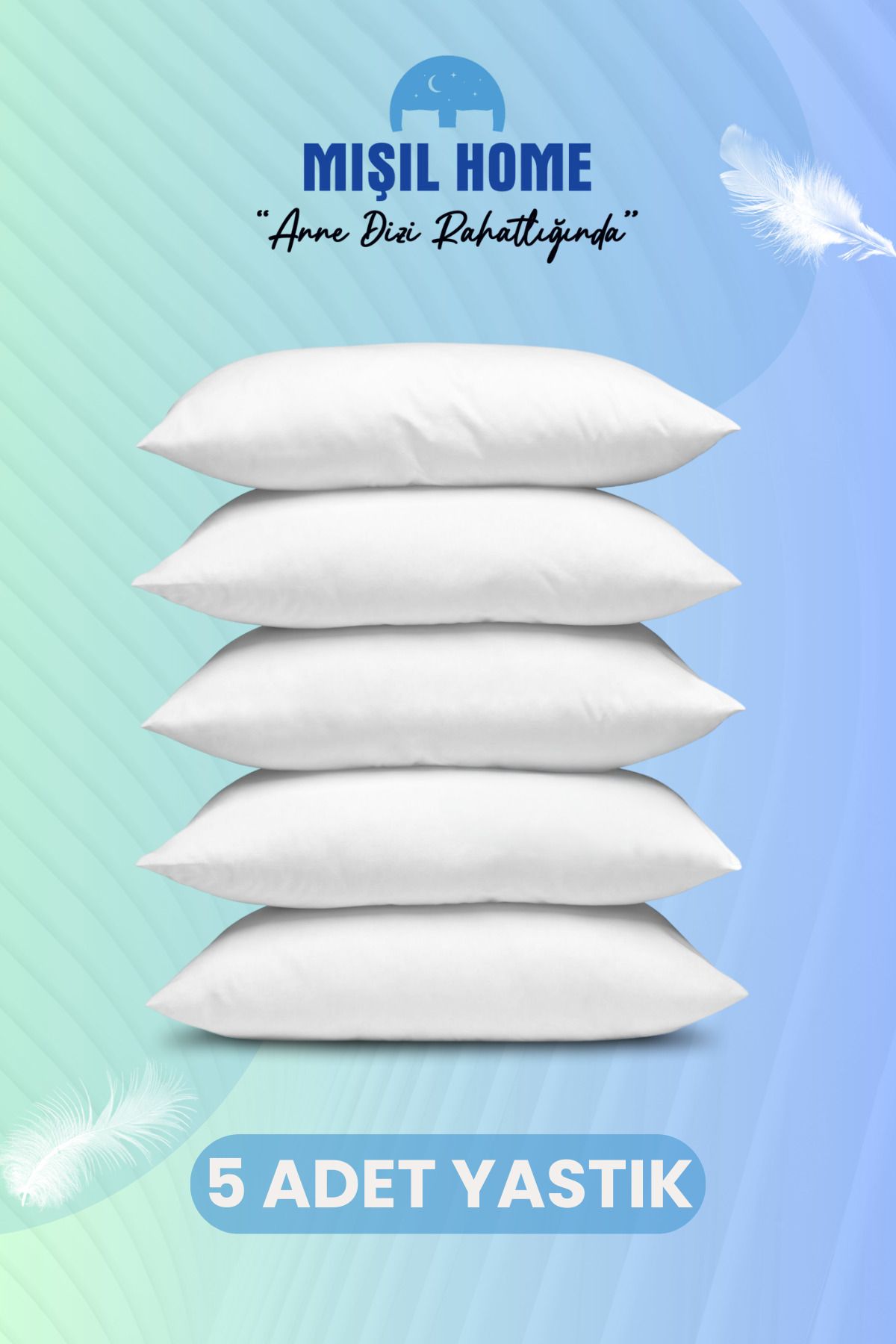 MIŞIL HOME 5 Adet Jel Silikon Elyaf Antialerjik Yıkanabilir Ev Ve Hotel 50x70cm 800 gr