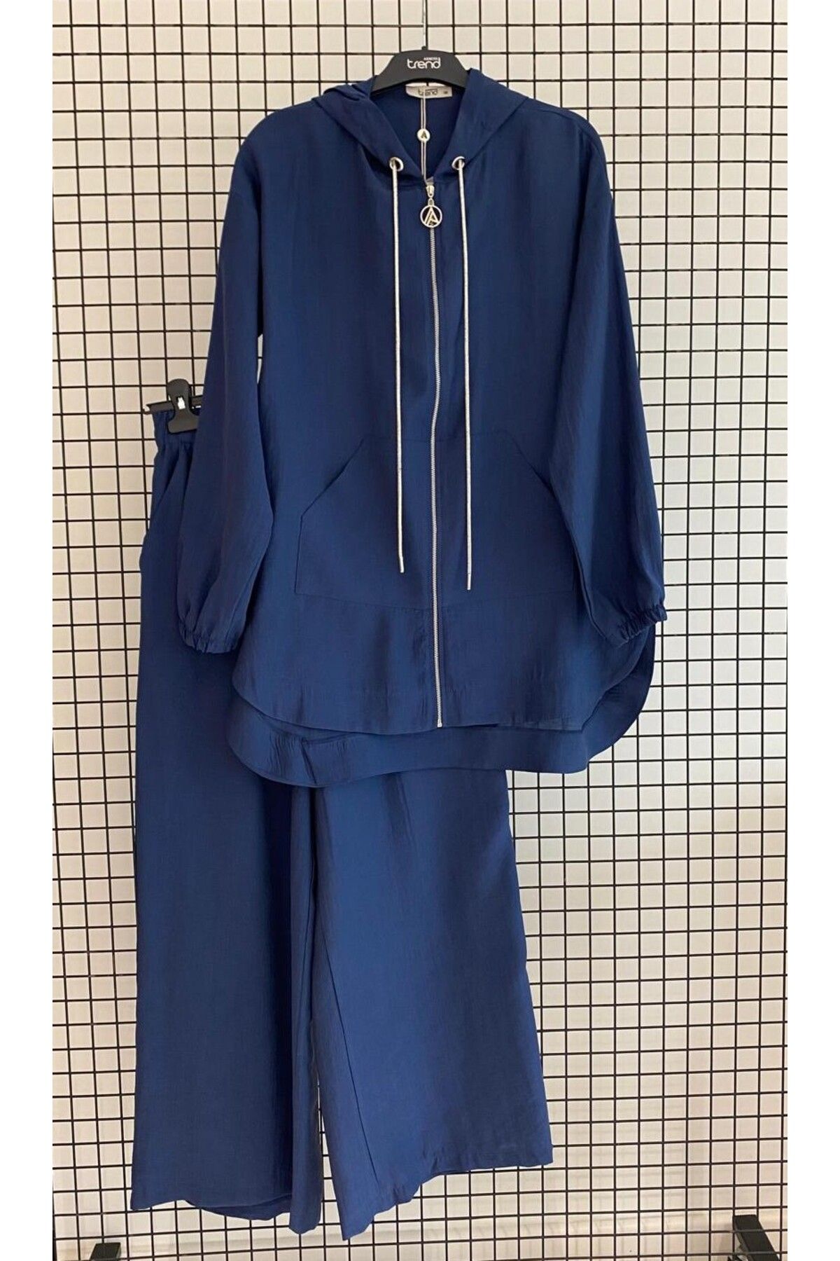 Armine Fermuarlı Kapüşonlu Modal Kumaş Tunik-Pantolon Takım