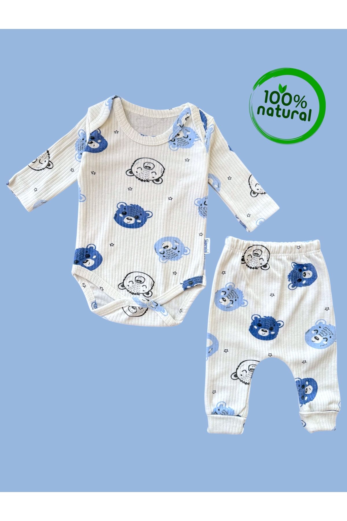 Süpermini %100 PAMUKLU KIZ BEBEK SOMONKALPLİ 2'Lİ BODY - ZIBIN BEBE TAKIM