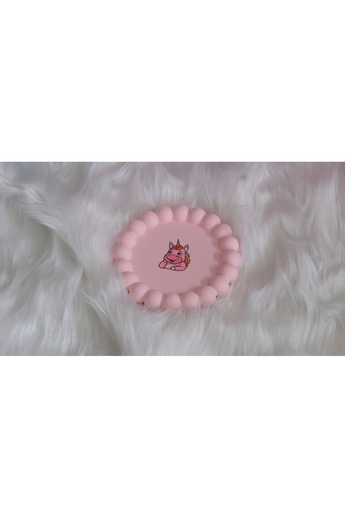 NÜWA HOME taş tozu dekoratif hediyelik unicorn baskılı boncuk tabak