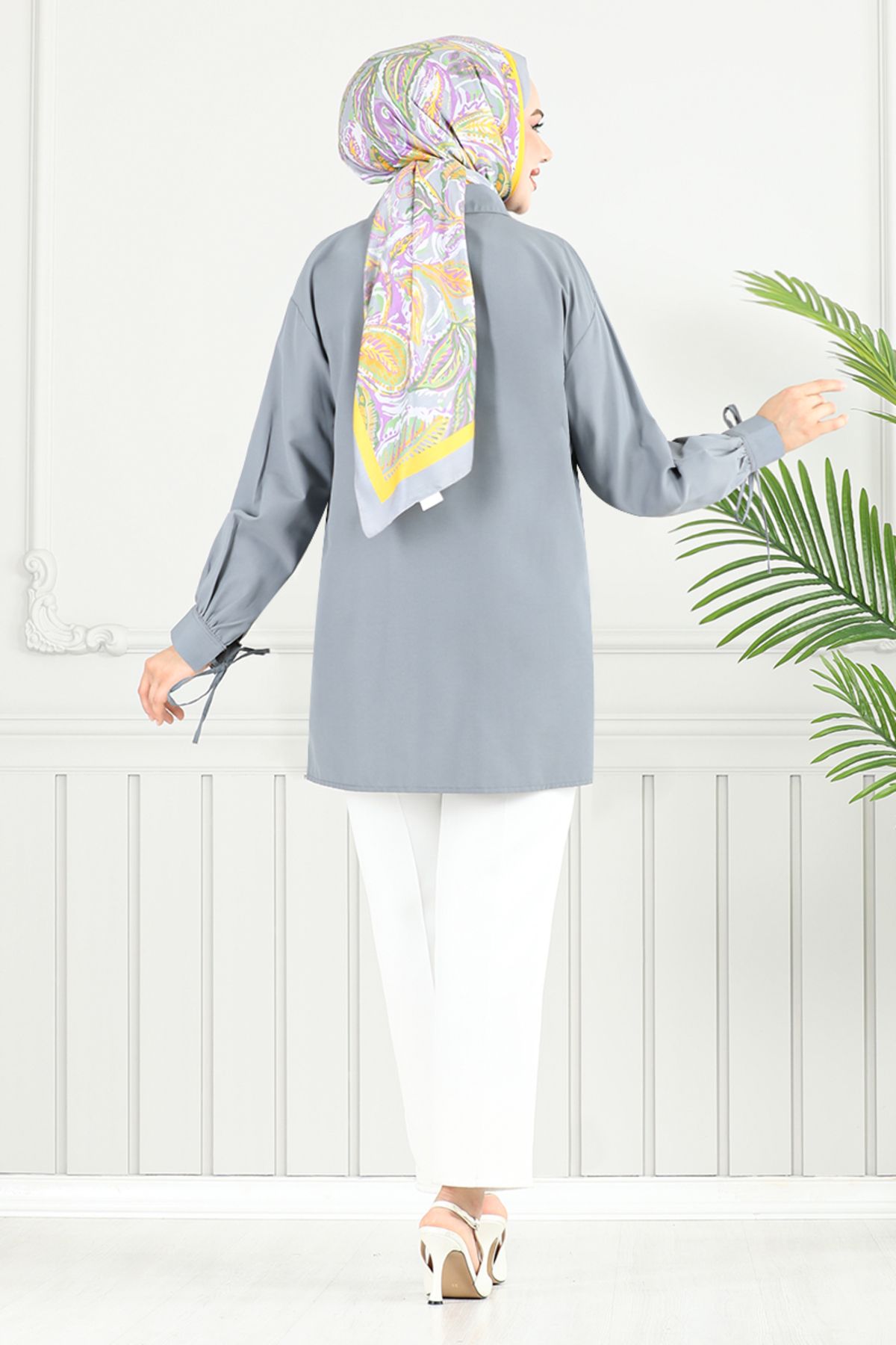 ModaMerve-Front Buttoned Tunic 4101Pm1063-M Anthracite 5