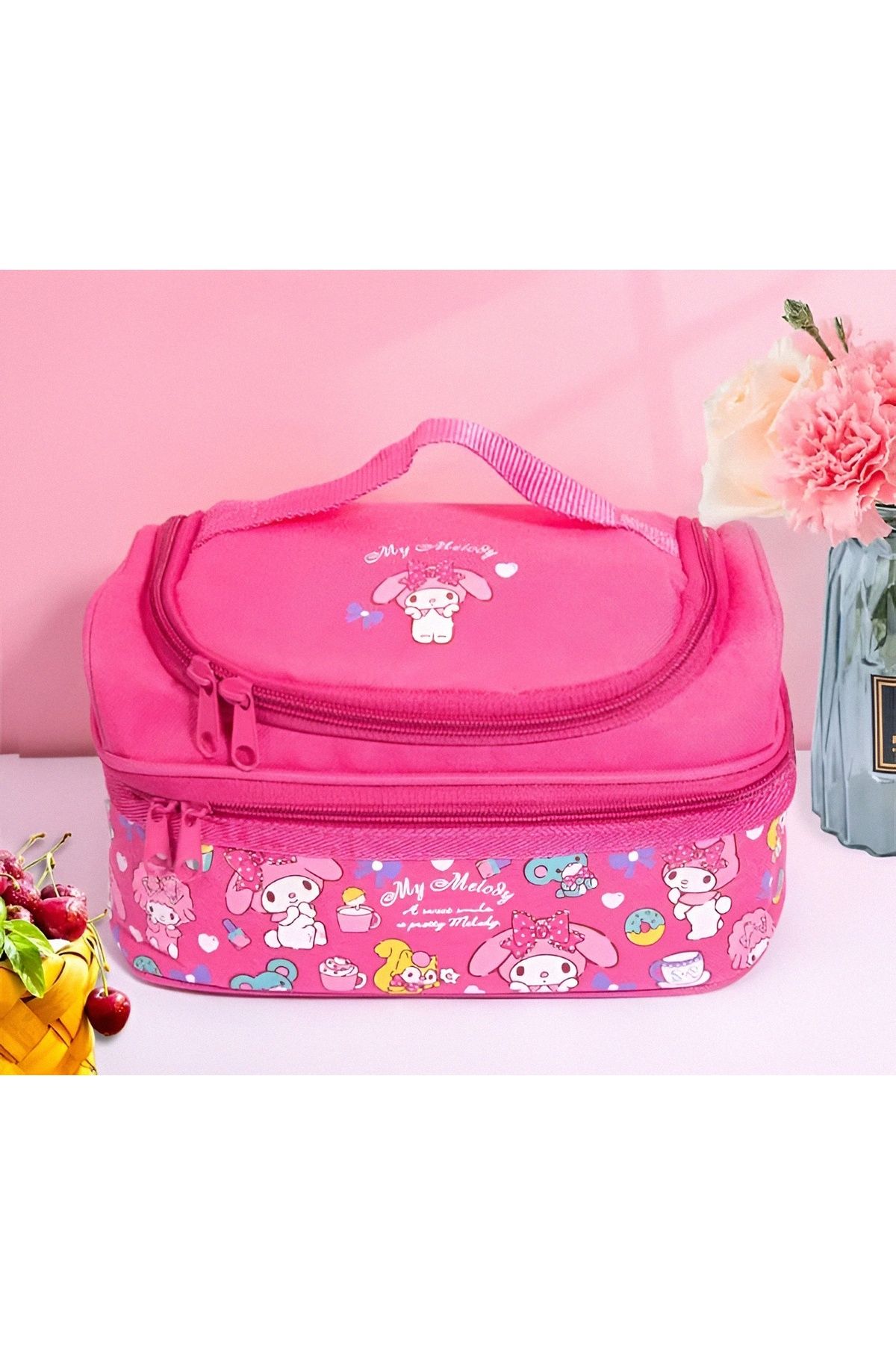 KumOziShop Sanrio Kuromi Hello Kitty Cinnamoroll My Melody Lüx Çift Katmanlı Termal Beslenme Çantası