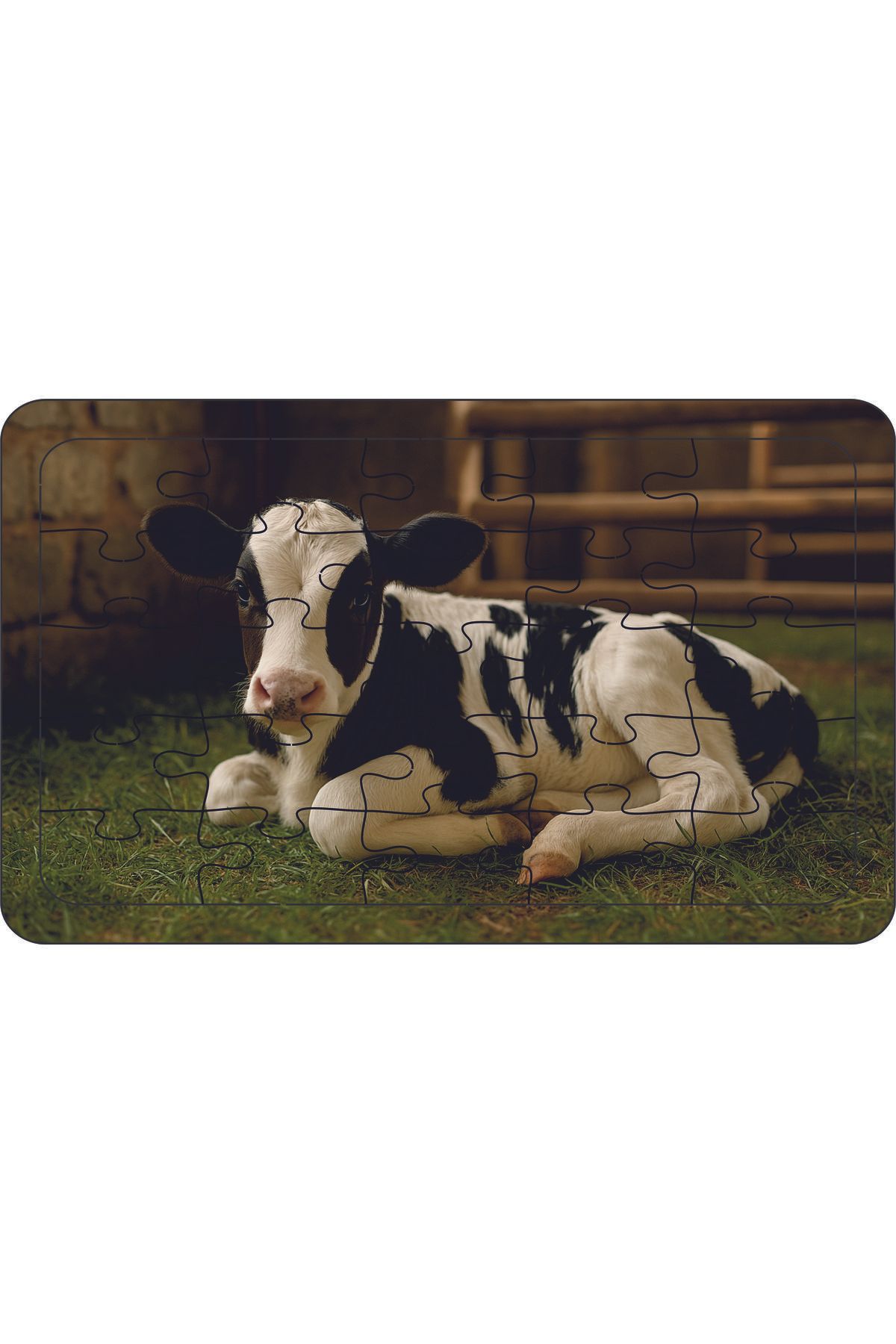 WOODENCRAFT İNEK AHŞAP PUZZLE 25 PARÇA 23 X 14 ÖLÇÜLERİNDE ÇOCUK PUZZLE