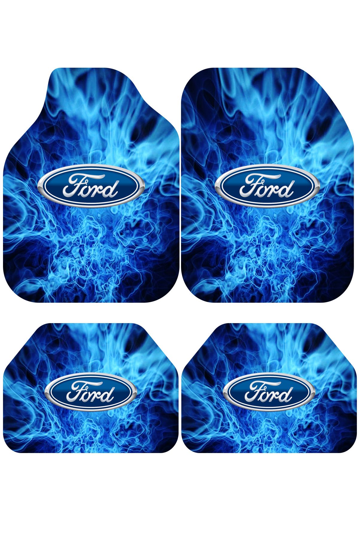 Artızon Ford Mavi Dekoratif Desenli Oto Paspas Takımı Tüm Modellere Uyumlu Universal Kesim
