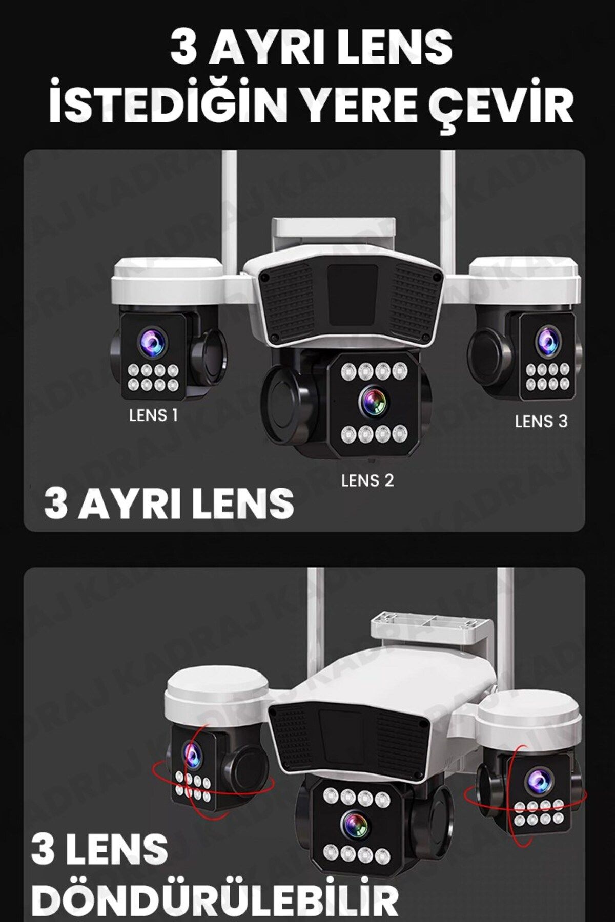 Kadraj 3036 Pro Wifi Kamera - Mobil Bildirim - Hareket Algılama - Kişi Takibi Uzaktan Erişim - Sesli
