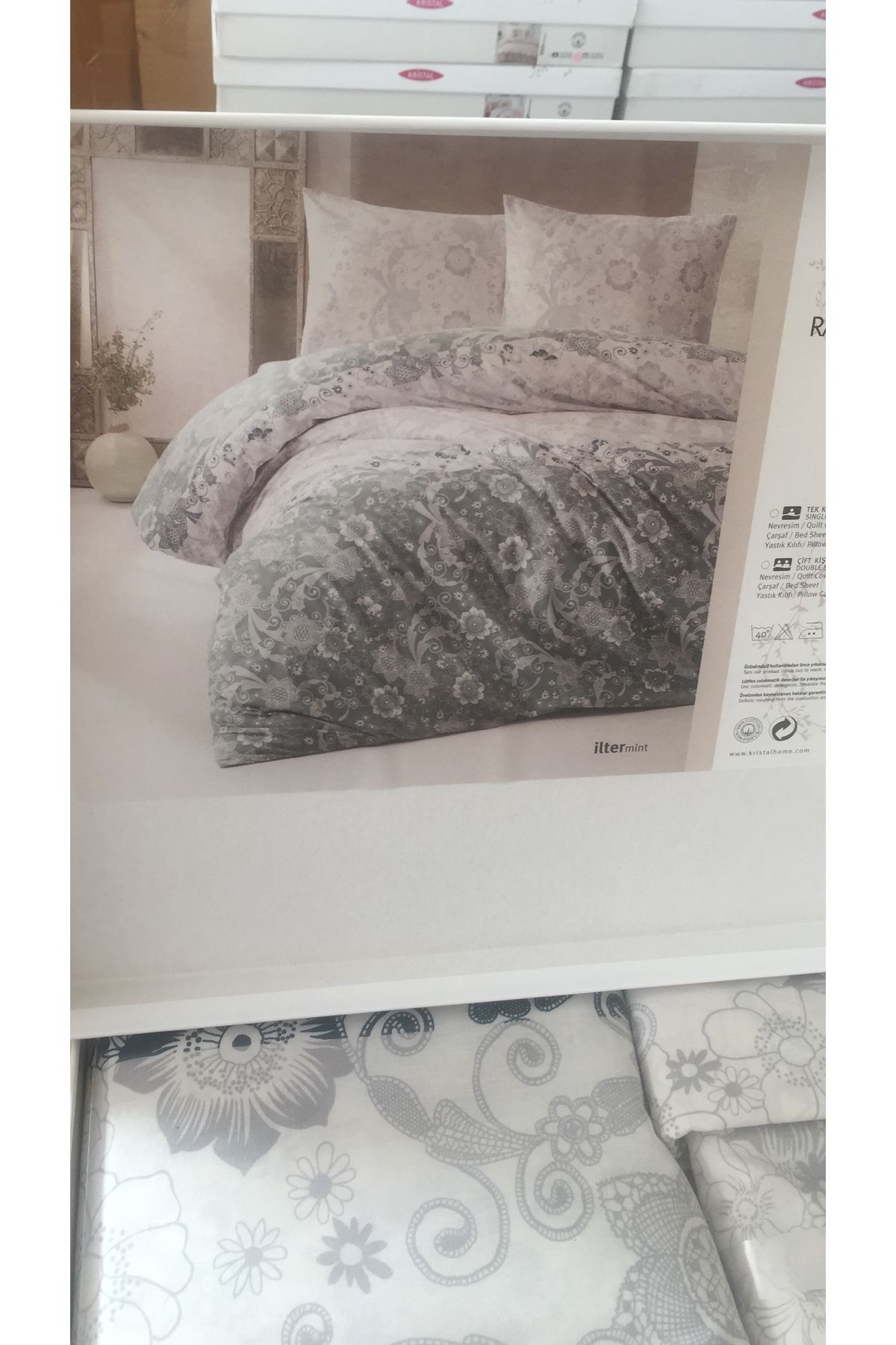 YÜNTEKS Kristal Ranforce Kutulu Nevresim Takımı Çift Kişilik İlter Mint