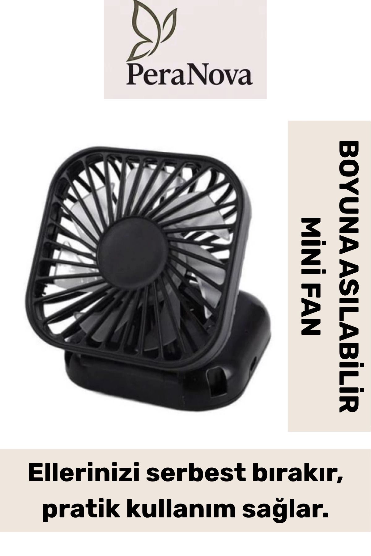 PeraNova Premium Taşınabilir Şarjlı Güçlü Yüksek Kaliteli Sessiz Hava Soğutucu Üflemeli Mini Boyun Vantilatör