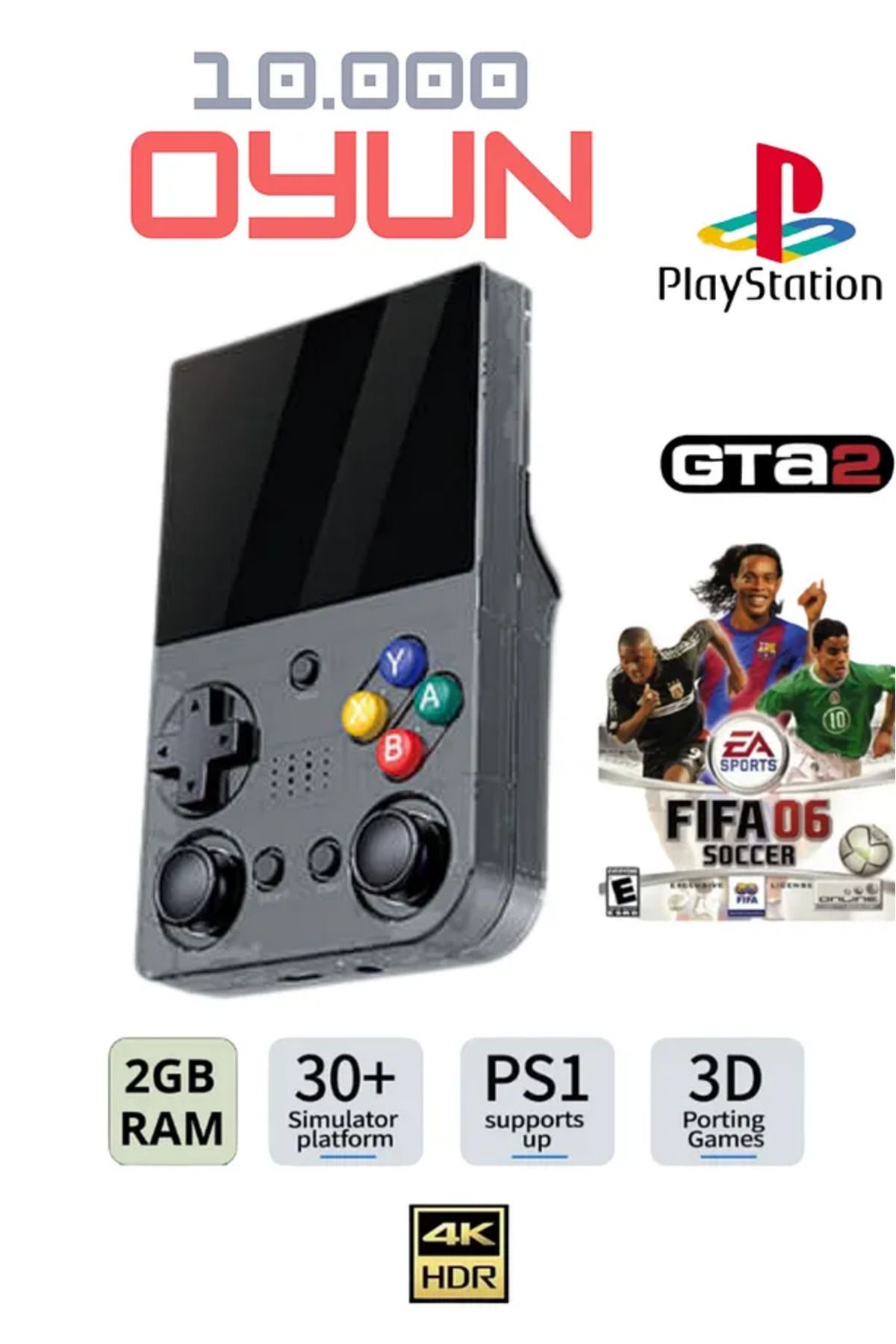 İMEXTECH M21 El Atarisi 3.5 Hd Ekran PSP/PS1/Fıfa Gta Mario 10.000 Games Gamepad Nostalji Oyun Atari Konsolu