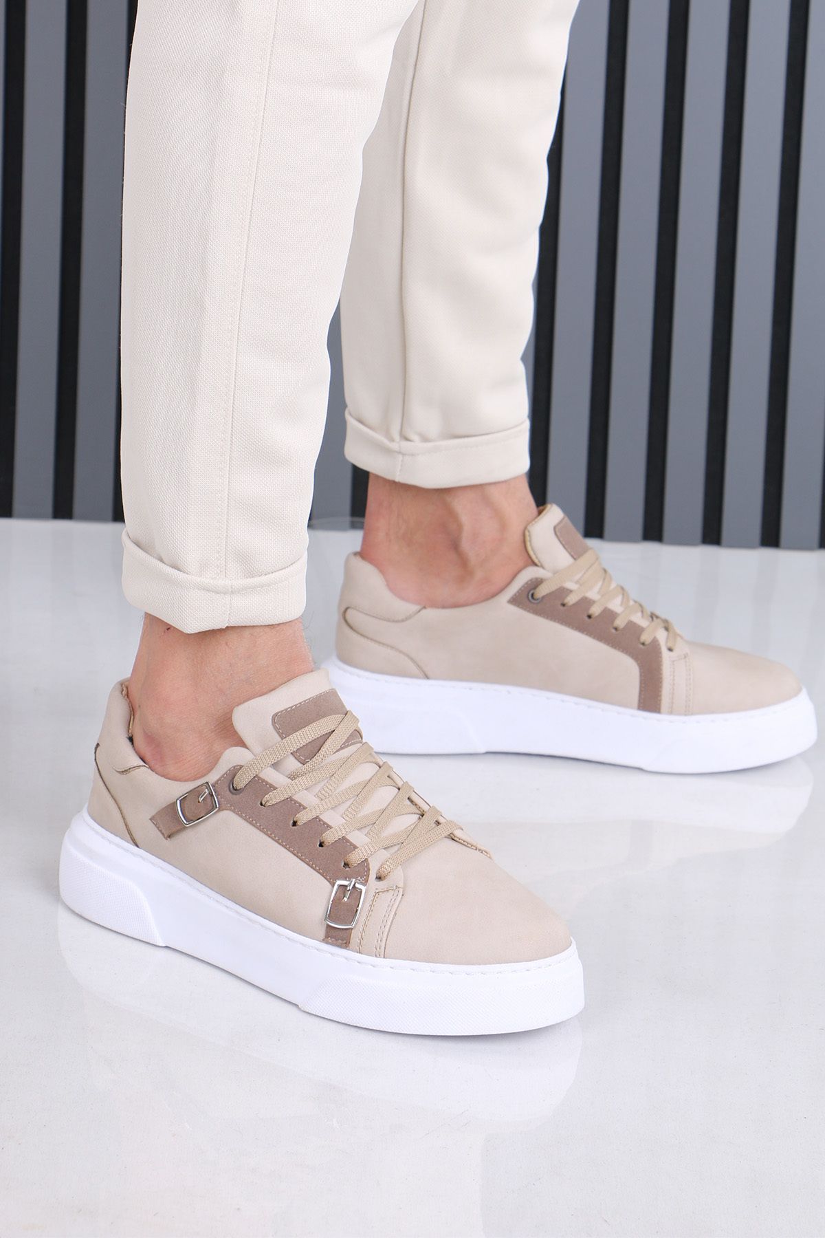sauron Madrid Model Erkek Casual Spor Ayakkabı Çift Tokalı Ortopedik Tabanlı