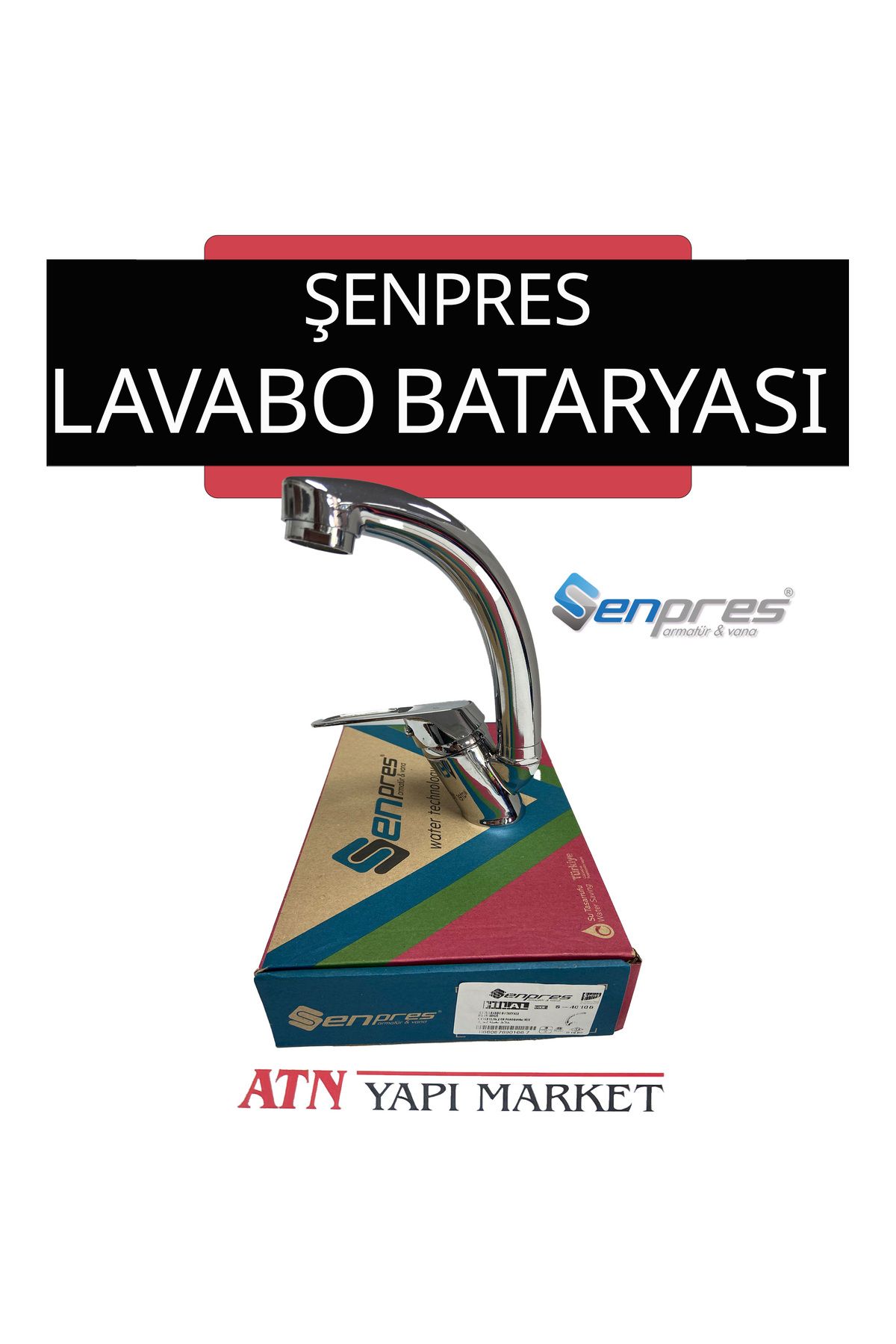 ŞENPRES Senpres Hilal Yüksek Borulu Lavabo Bataryası – Tek Kumandalı, Krom Renk, 360° Dönebilen