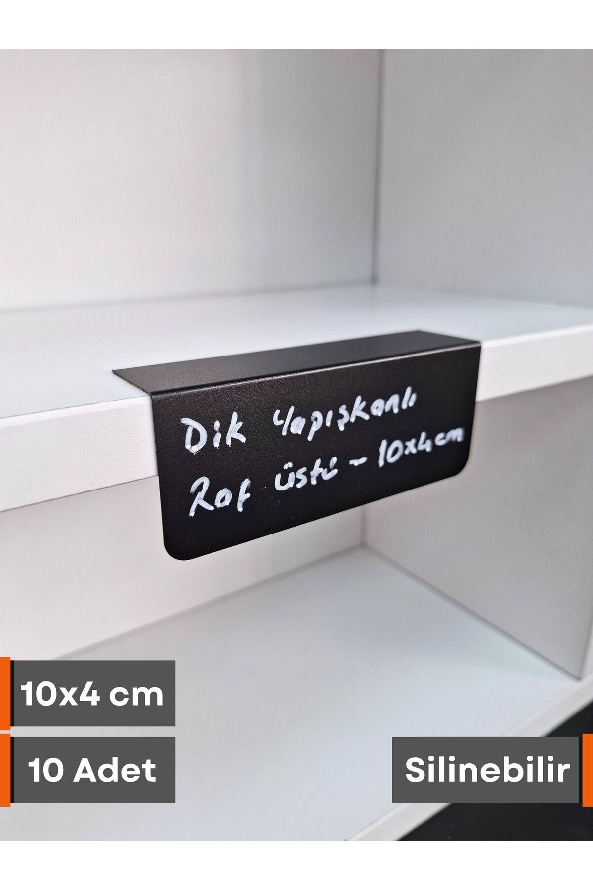 Şeffaf Etiket 10 Ad PVC Karatahta Siyah Ürün Etiket 10x4 cm Yapışkanlı Raf Fiyat Etiketi Dik Yapışan isimlik