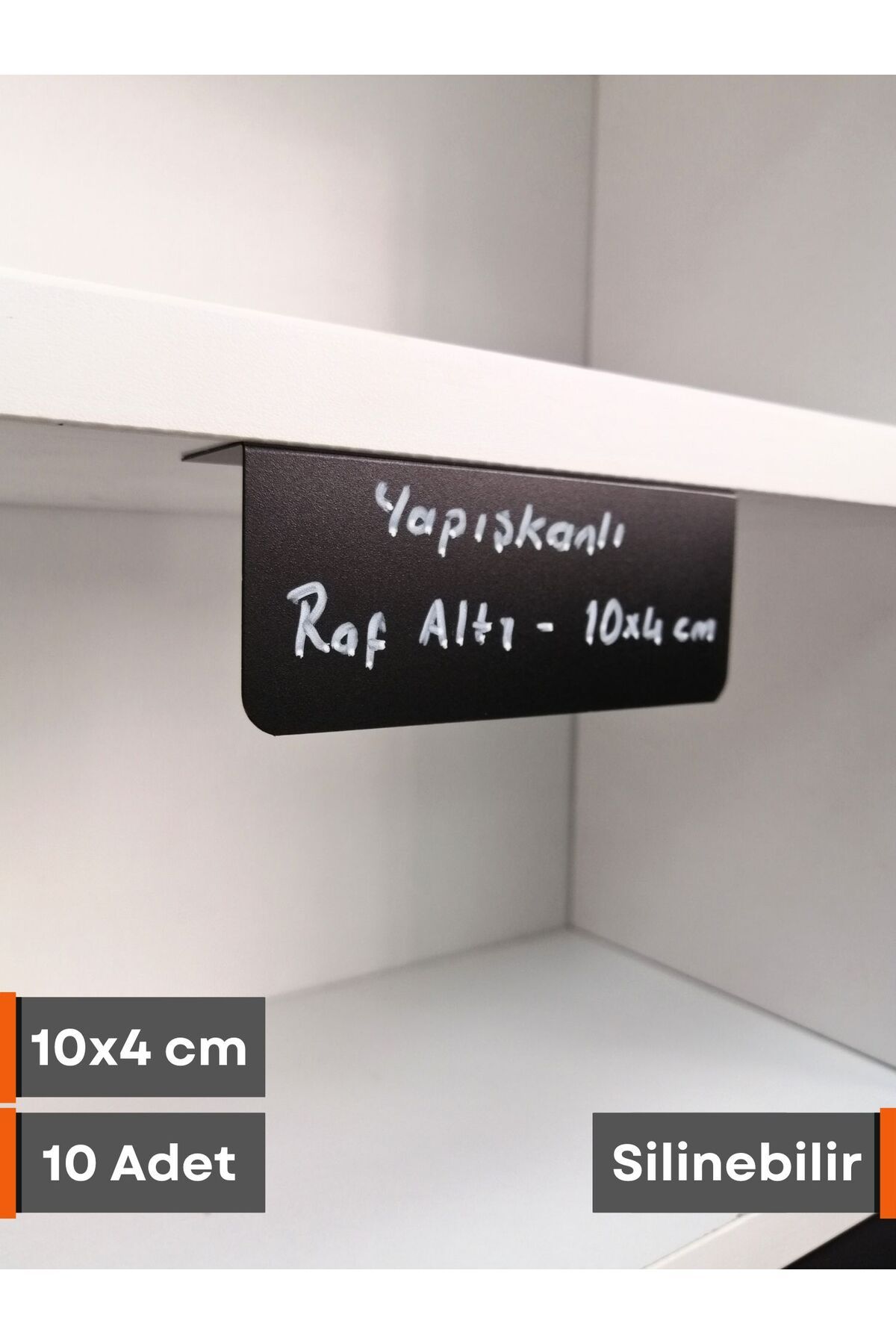 Şeffaf Etiket 10 Adet PVC Karatahta Siyah Ürün Etiket 10x4 cm Yapışkanlı Raf Fiyat Etiketi Dik Yapışan isimlik