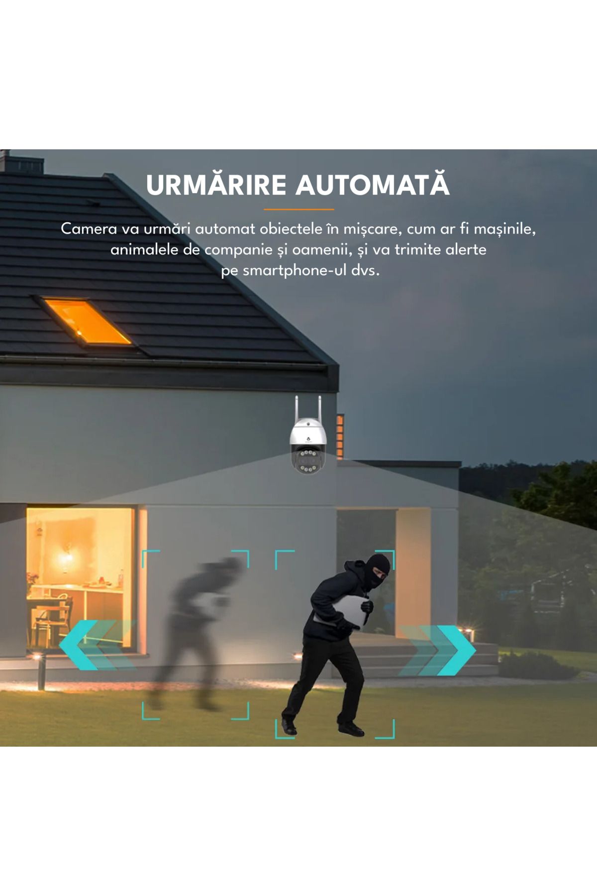 Spionescu-Cameră de supraveghere, WiFi, 8MP, 4K, zoom digital 8x, detectare umană prin inteligență artificială, vedere nocturnă 6