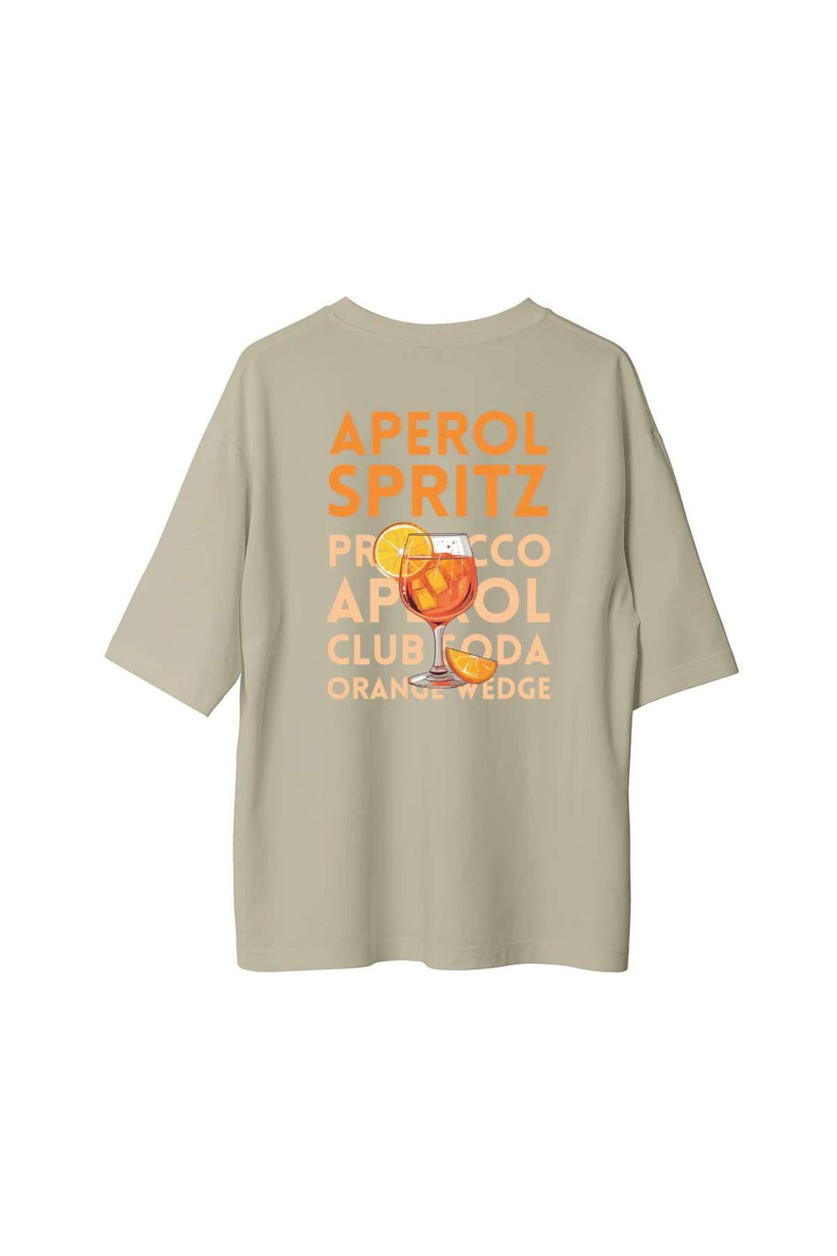 Koklonmoda Büyük Beden Unisex Aperol Spritz Baskılı Oversize T-Shirt
