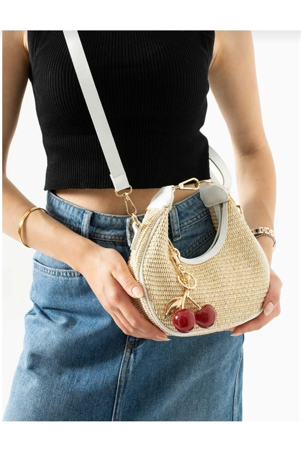 Die Fein Mini Model Hasır Charm Hediyeli Kadın El Ve Omuz Çantası