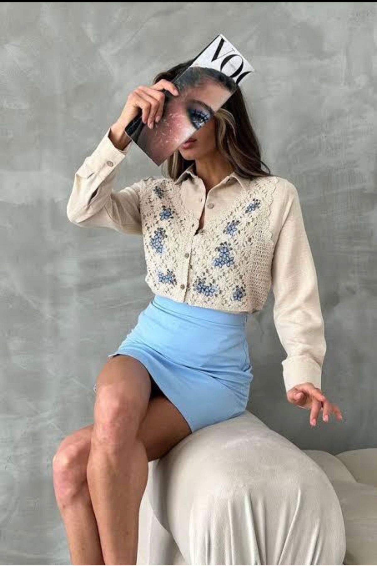 TOPSHOW Örme Detaylı Gömlek