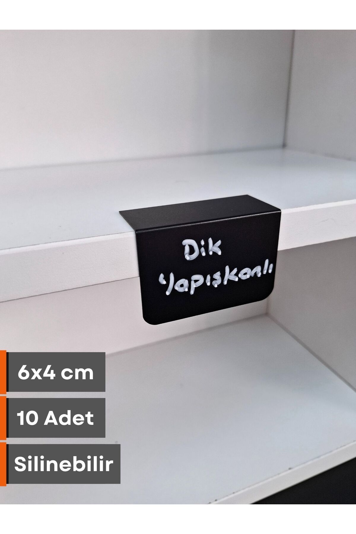 Şeffaf Etiket 10 Ad PVC Karatahta Siyah Ürün Etiket 6x4 cm Yapışkanlı Raf Fiyat Etiketi Dik Yapışan isimlik