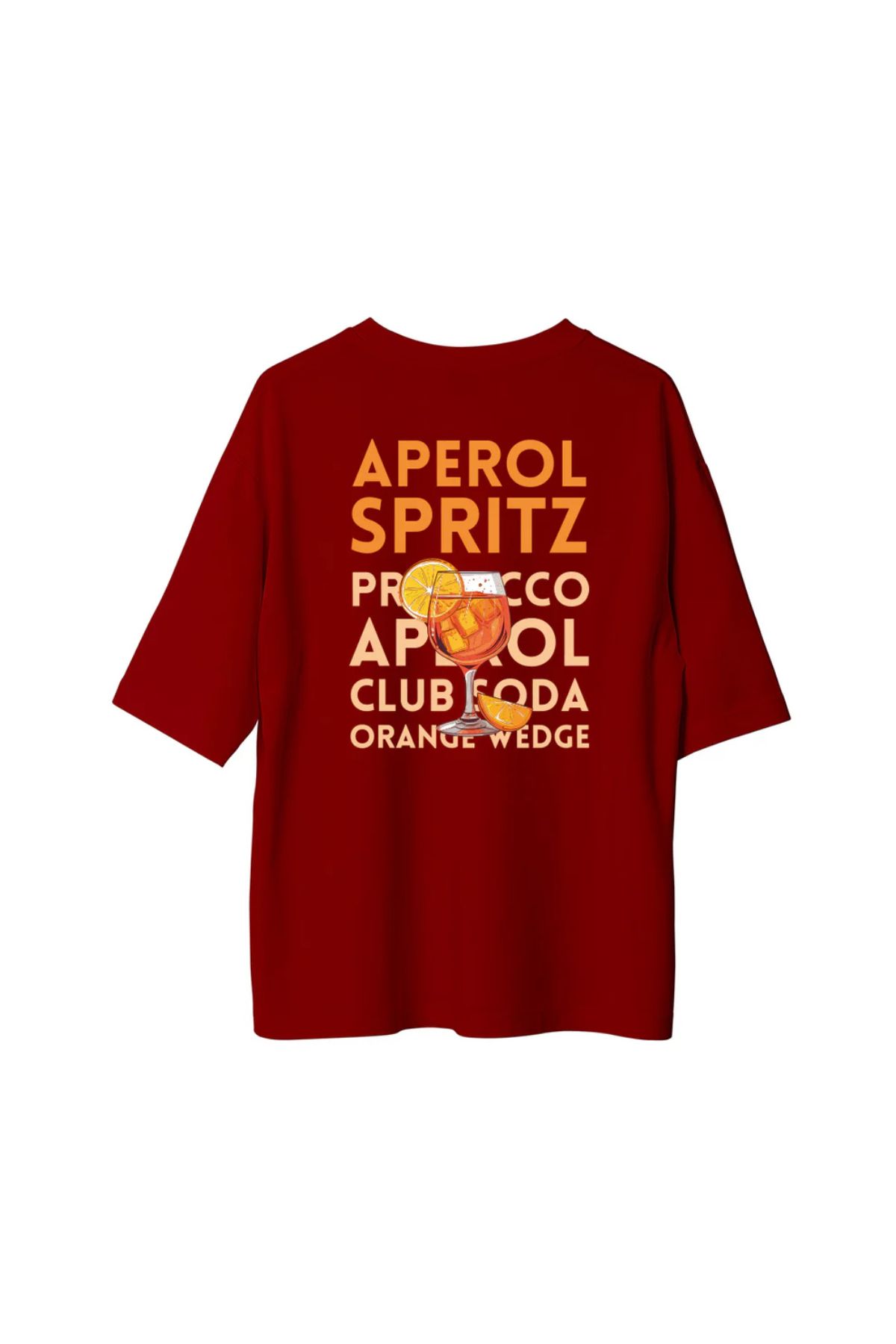 Koklonmoda Büyük Beden Unisex Aperol Spritz Baskılı Oversize T-Shirt