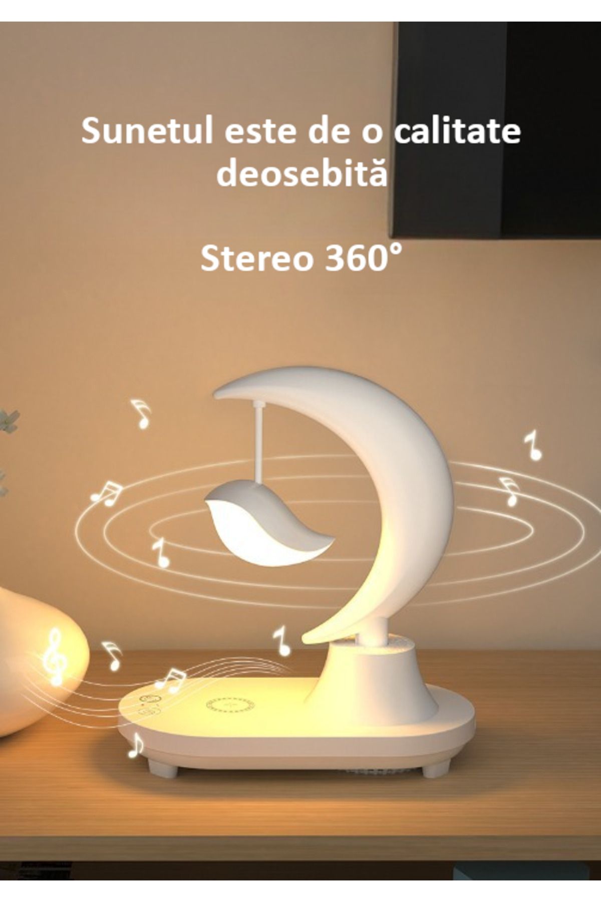 Influential Tech-Smart LED Lamp with Wireless Charger, Bluetooth Speaker, Touch Control, White, 10W 11