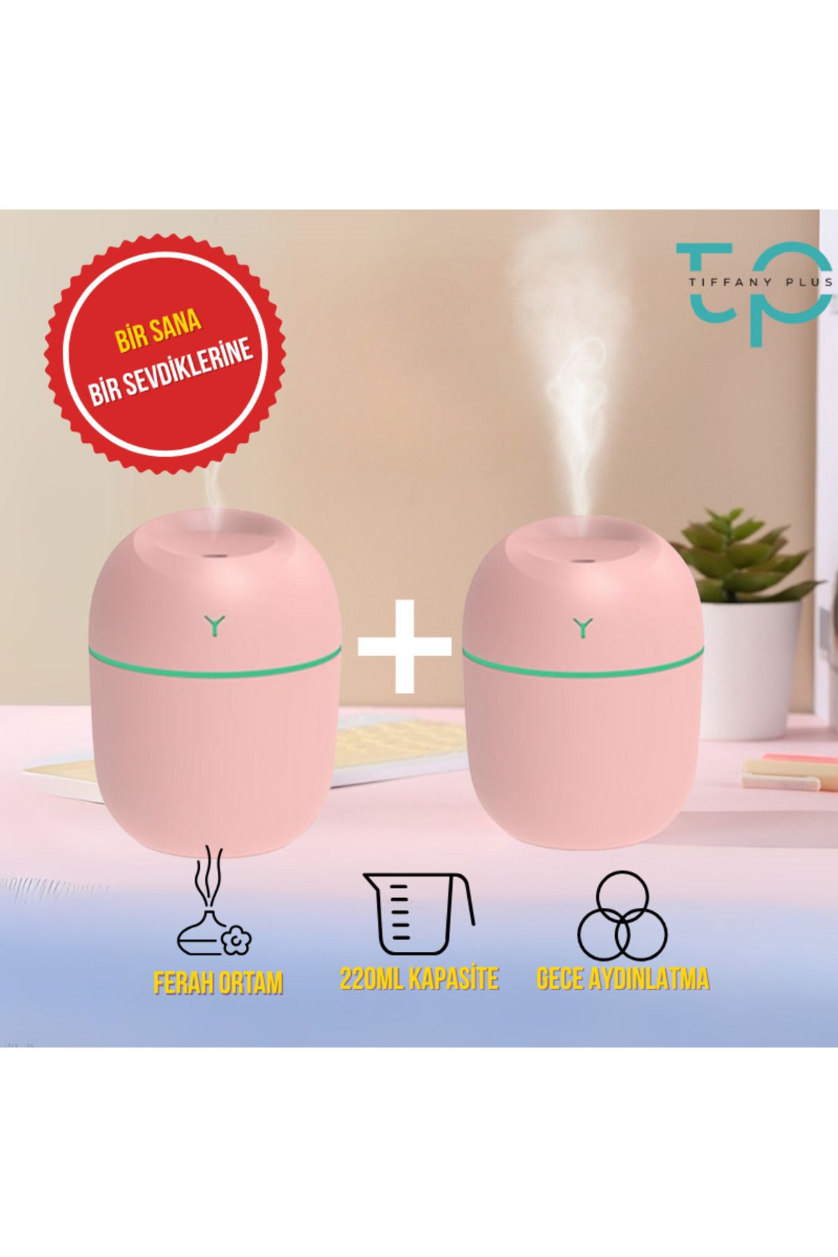 Tiffany H2O Hava Nemlendirici 220mL Ultrasonik Hava Nemlendirici Aroma Difüzörü TP-1021-1