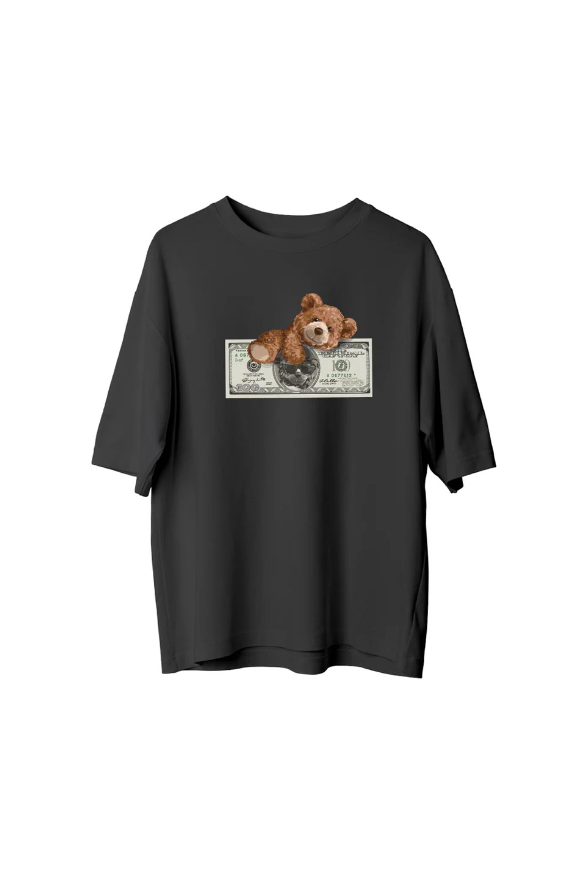 Koklonmoda Büyük Beden Unisex Dolar Ayıcık Baskılı Oversize T-Shirt