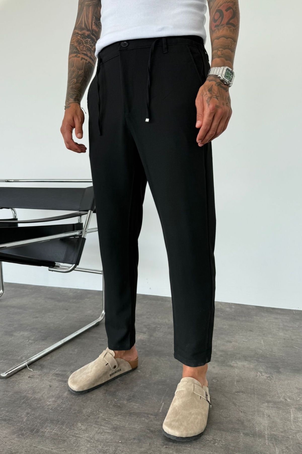 MADZEYMODA Erkek Siyah Kumaş Pantolon KE-1046
