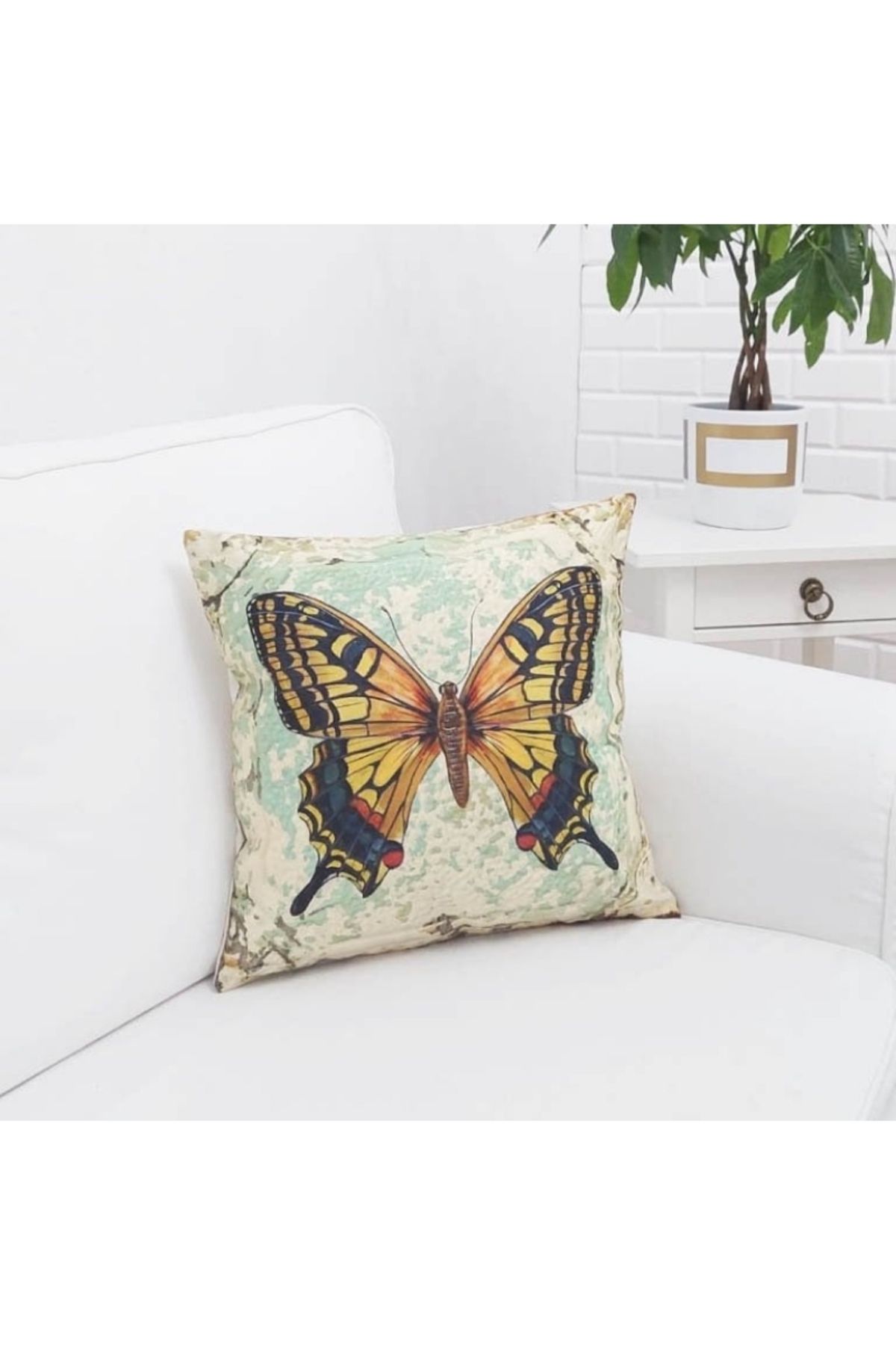 Dore Cute Butterfly 4 Premium Kırlent Kılıfı - Yazlık Ev Dekorasyonu DRKR219