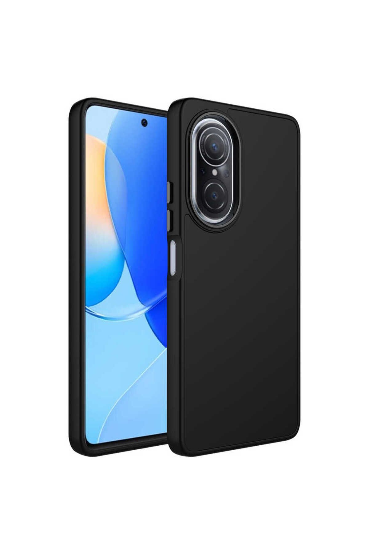 halkhouse Huawei Nova 9 SE Kılıf Metal Çerçeve ve Buton Tasarımlı Renkli Esnek Kırılmaz Silikon Luna Kapak