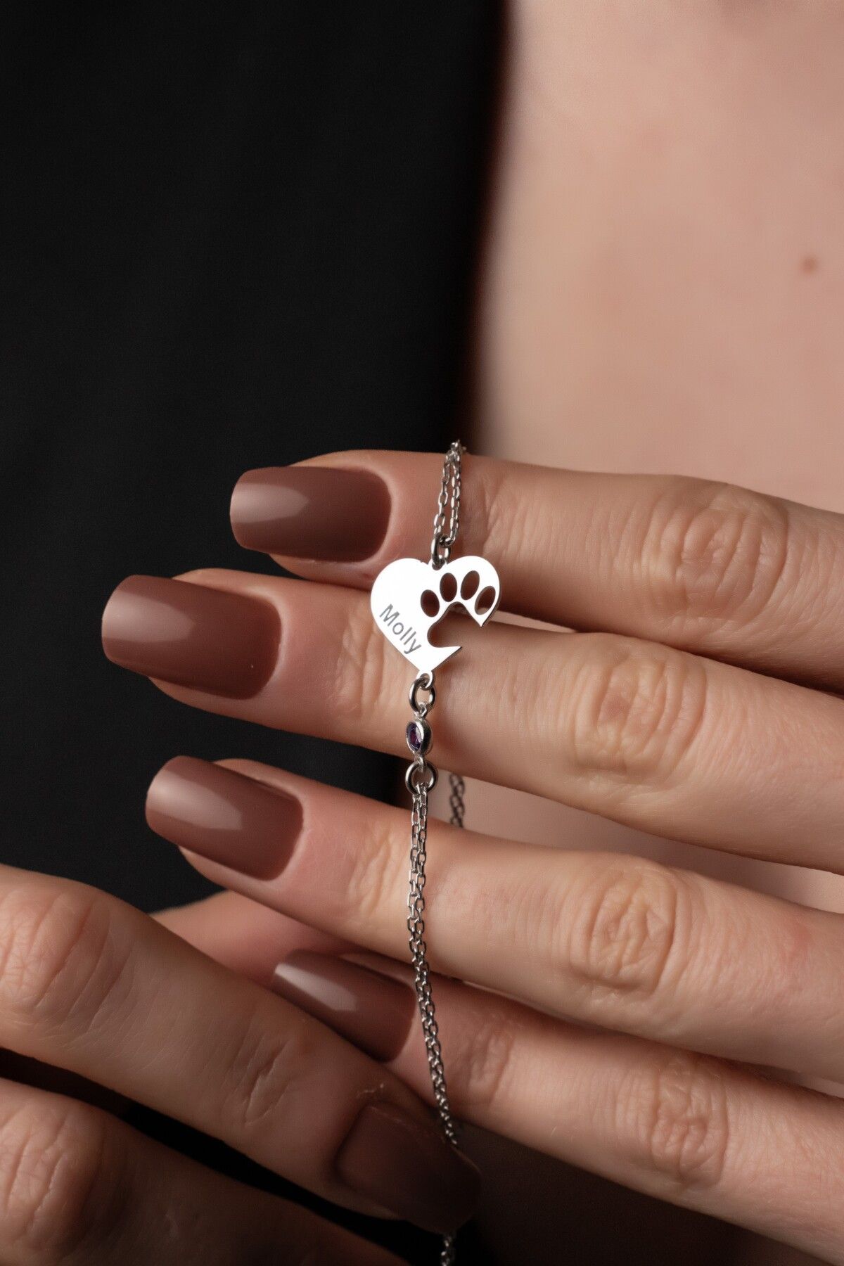 TigerxlJewellery 925 Ayar Gümüş Kişiye Özel Kedi Patisi Figürlü Kalp Bileklik – Sevimli & Anlamlı Tasarım