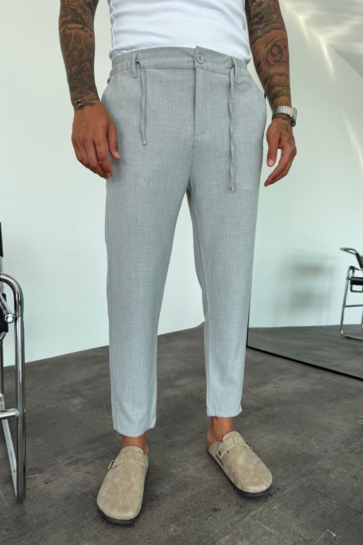 MADZEYMODA Erkek Gri Kumaş Pantolon KE-1046
