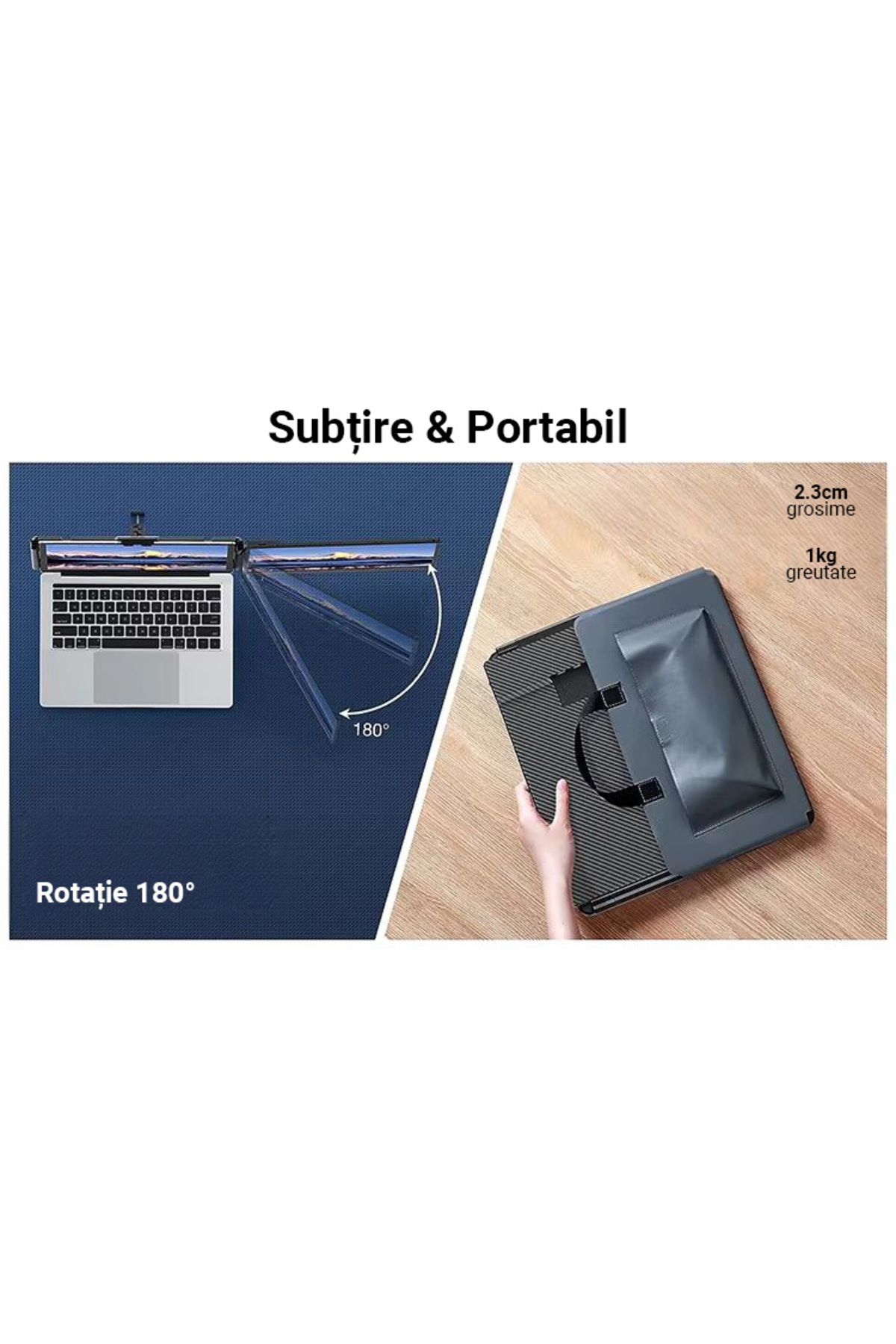 Influential Tech-14" Portable Full HD LED Monitor, USB-C & HDMI, 180° Rotation, Compatible with iOS/Android/PC 6
