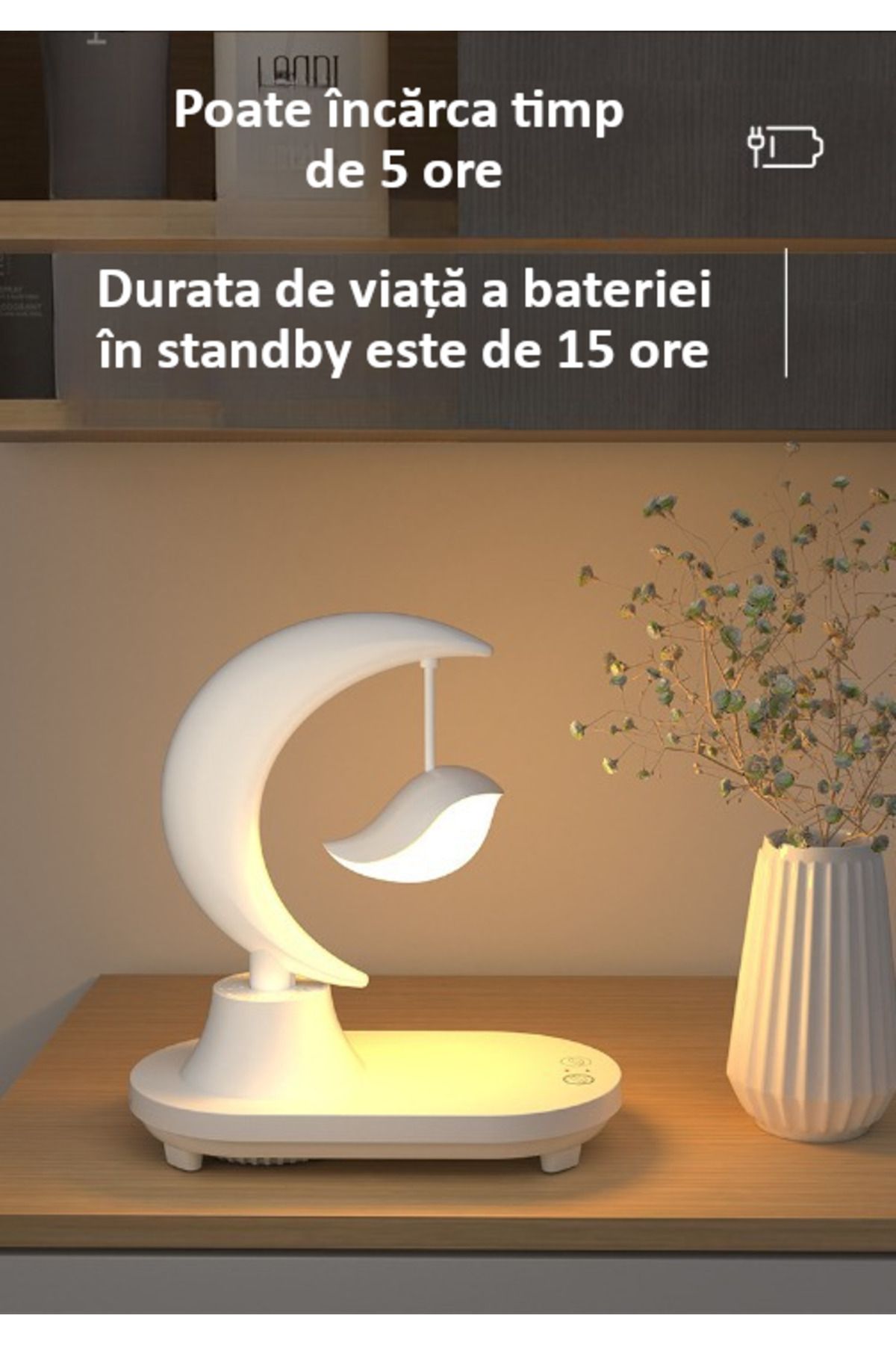Influential Tech-Smart LED Lamp with Wireless Charger, Bluetooth Speaker, Touch Control, White, 10W 8