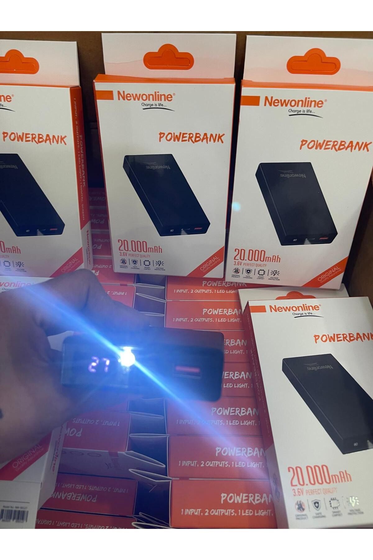 inteknoloji 20.000 Mah PD 22.5w Hızlı Şarj Özellikli Digital ekranlı Fener Işıklı Powebank