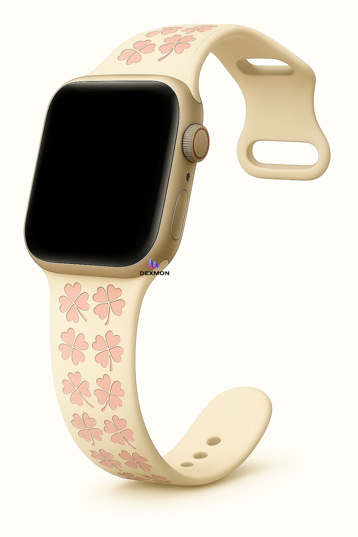 Dexmon Apple Watch 10 42mm 5 6 7 8 9 Se Uyumlu 38 40 41mm Uyumlu Yonca Desenli Silikon Kordon