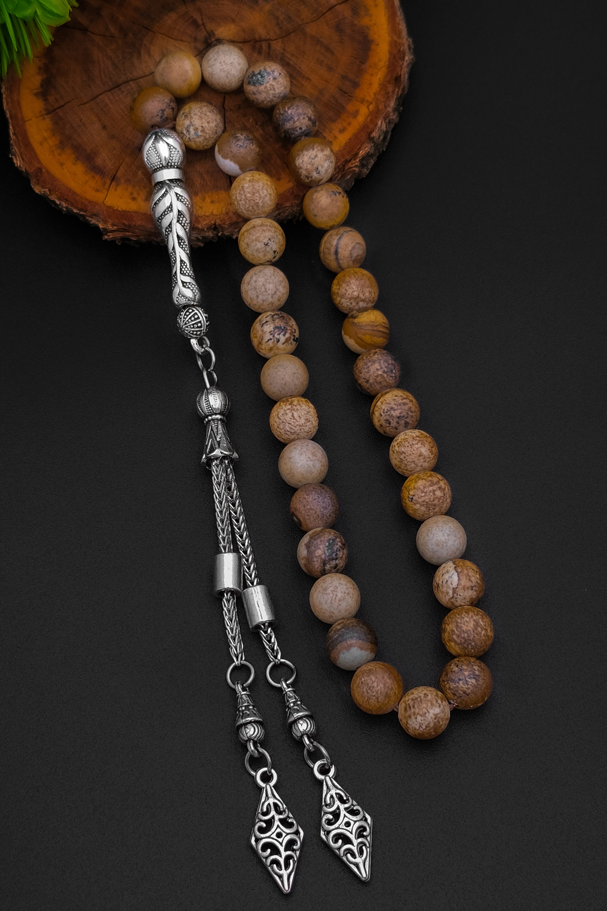 Natural Stone Rosary Male Stone Jasper Rosary 8 mm BT047