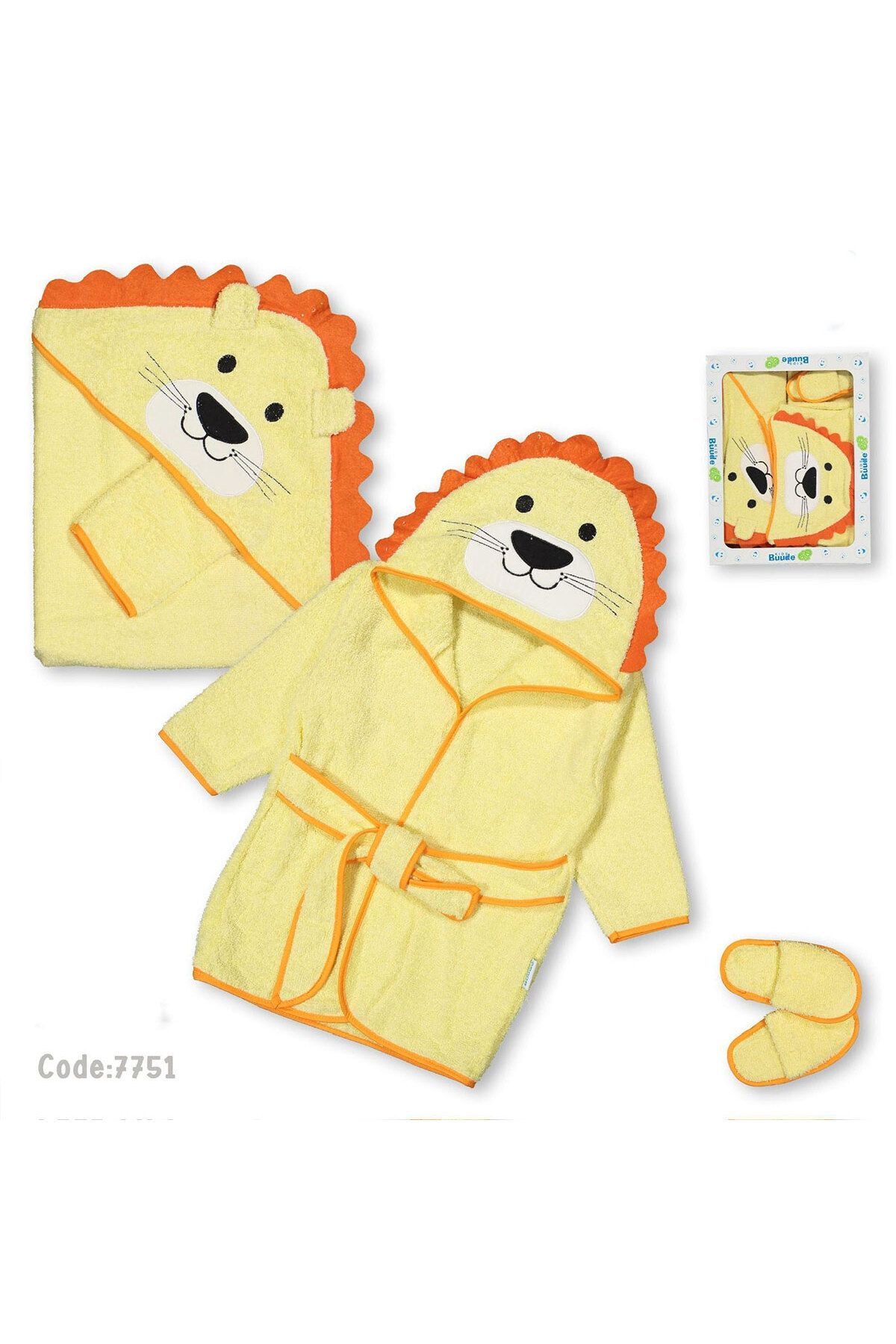 Modonoff Erkek 0-12 Ay Bebek Aslan Bornoz Takımı