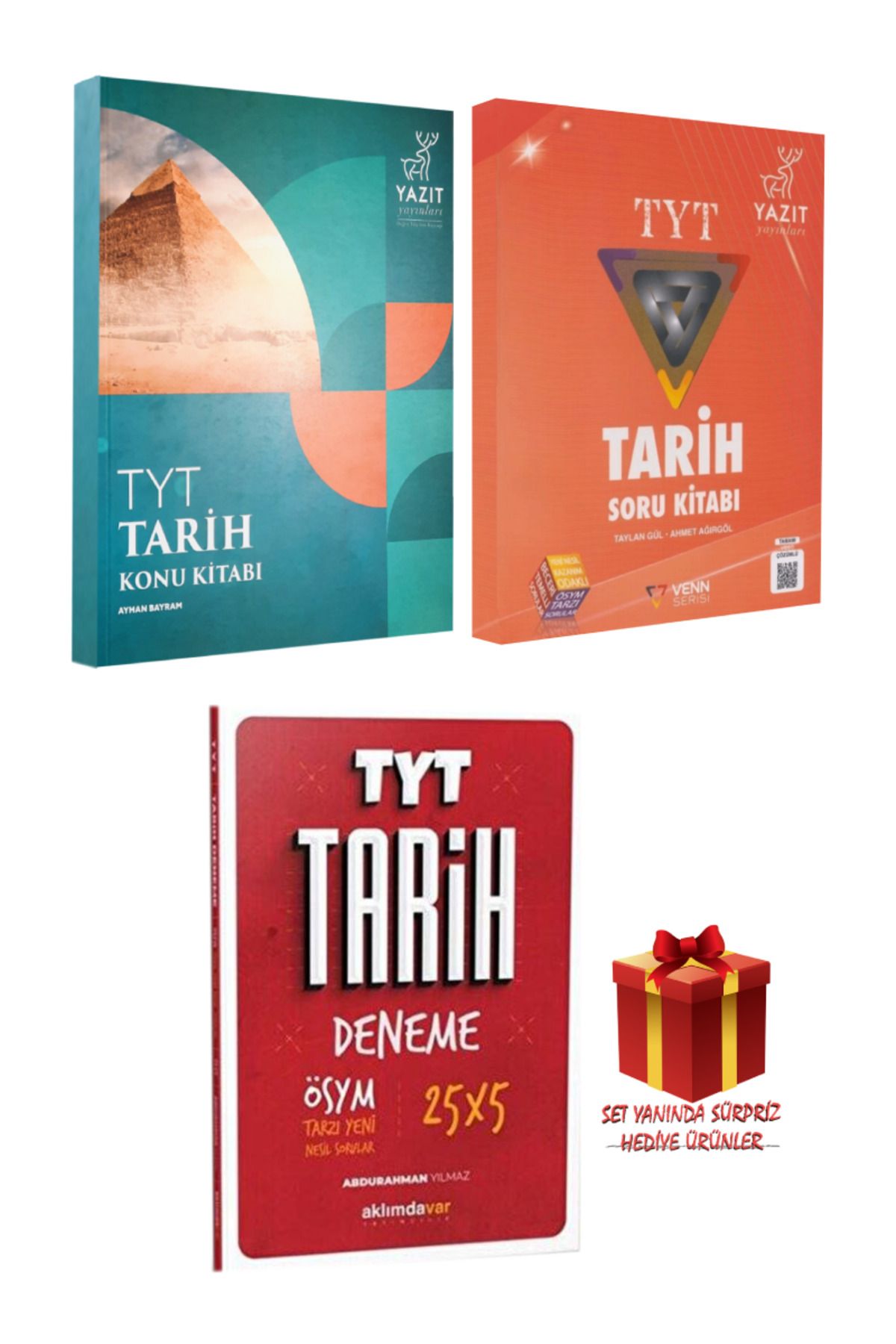Yazıt Yayınları TYT Tarih Konu Kitabı+ Venn Serisi TYT Tarih Soru Bankası+ AklımdaVar TYT Tarih 25X5 Deneme+ Hediye