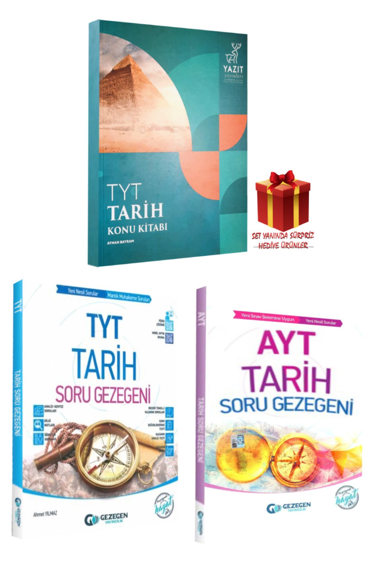 Yazıt Yayınları TYT Tarih Konu Kitabı+ Gezegen TYT Tarih Soru Bankası+ Gezegen AYT Tarih Soru Bankası+ Hediye